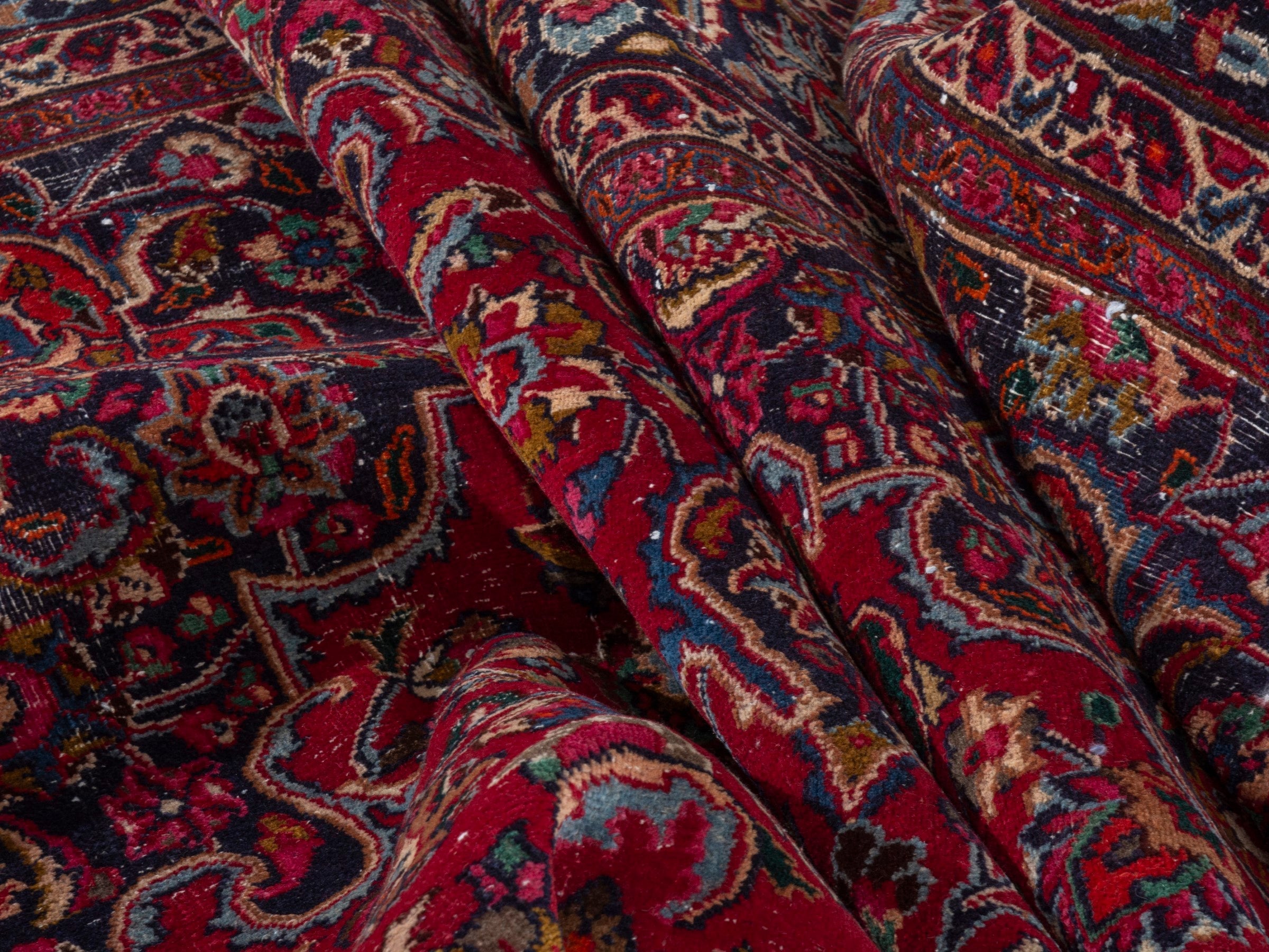 Persian Mashhad oversized rug in deep red and burgundy, view 24 of 26