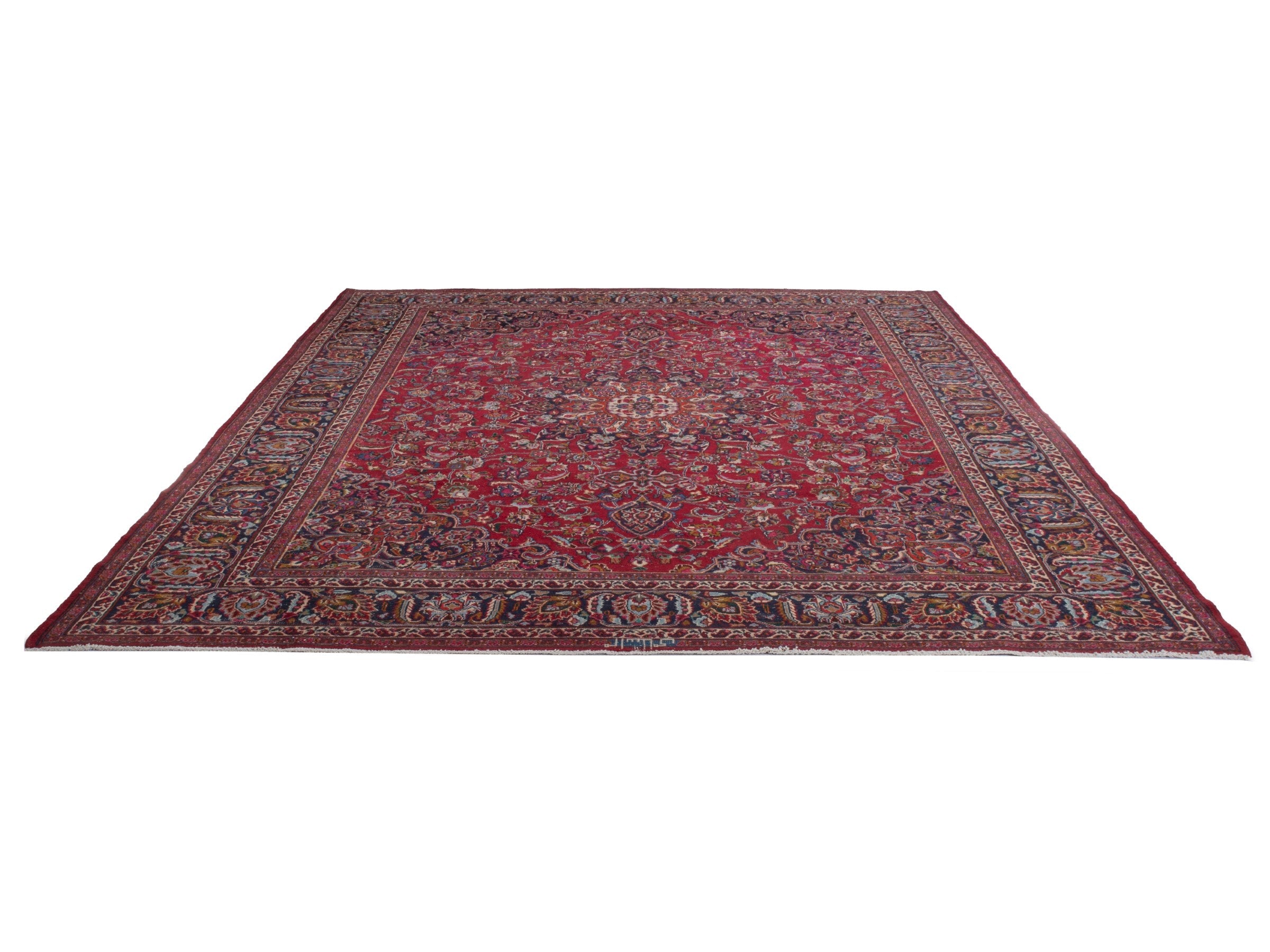 Persian Mashhad oversized rug in deep red and burgundy, view 2 of 26