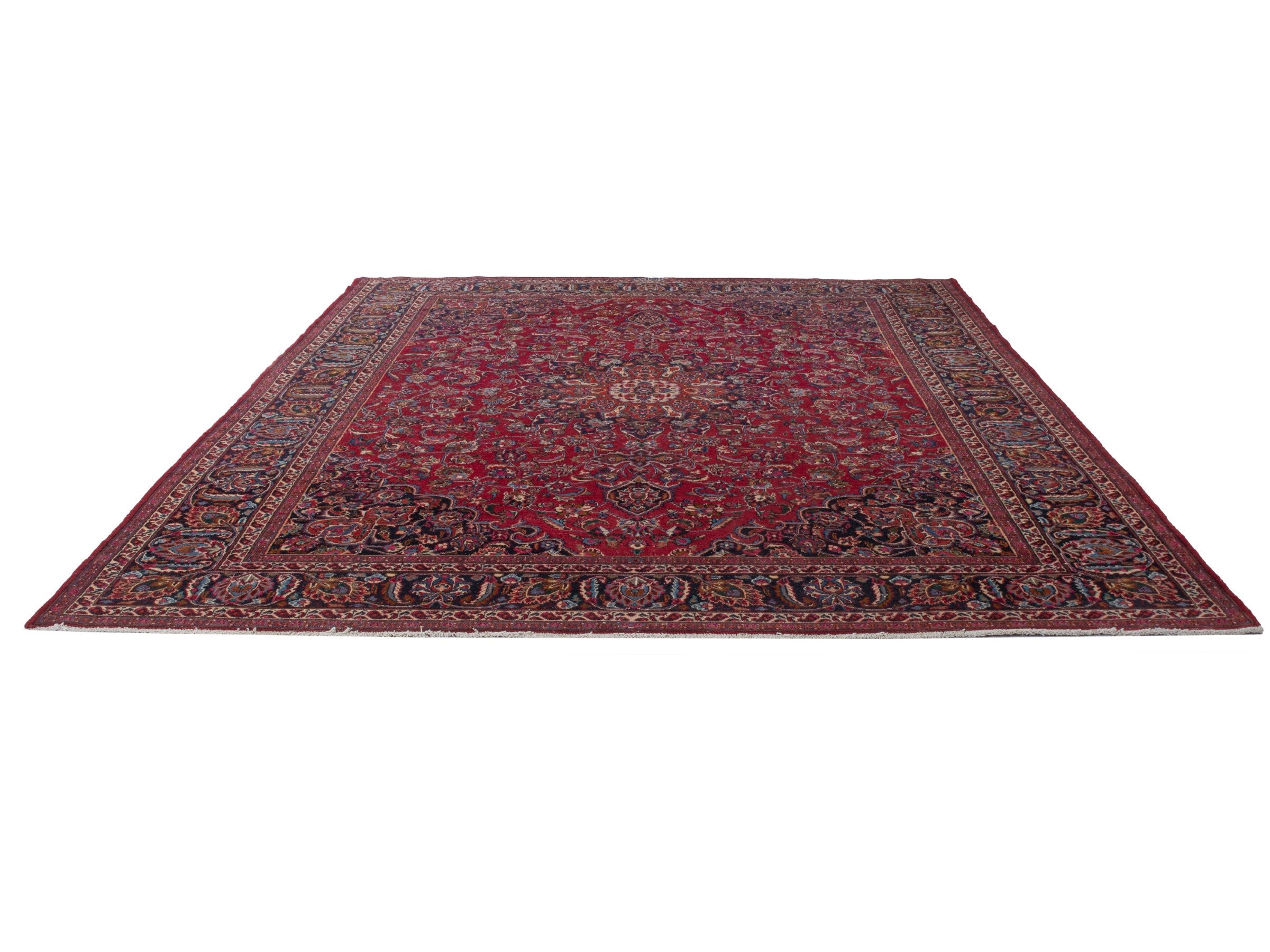 Persian Mashhad oversized rug in deep red and burgundy, view 3 of 26