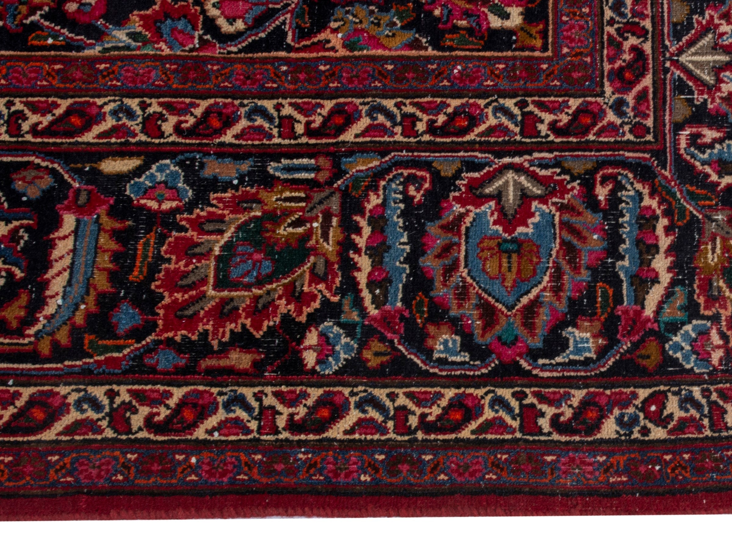 Persian Mashhad oversized rug in deep red and burgundy, view 10 of 26