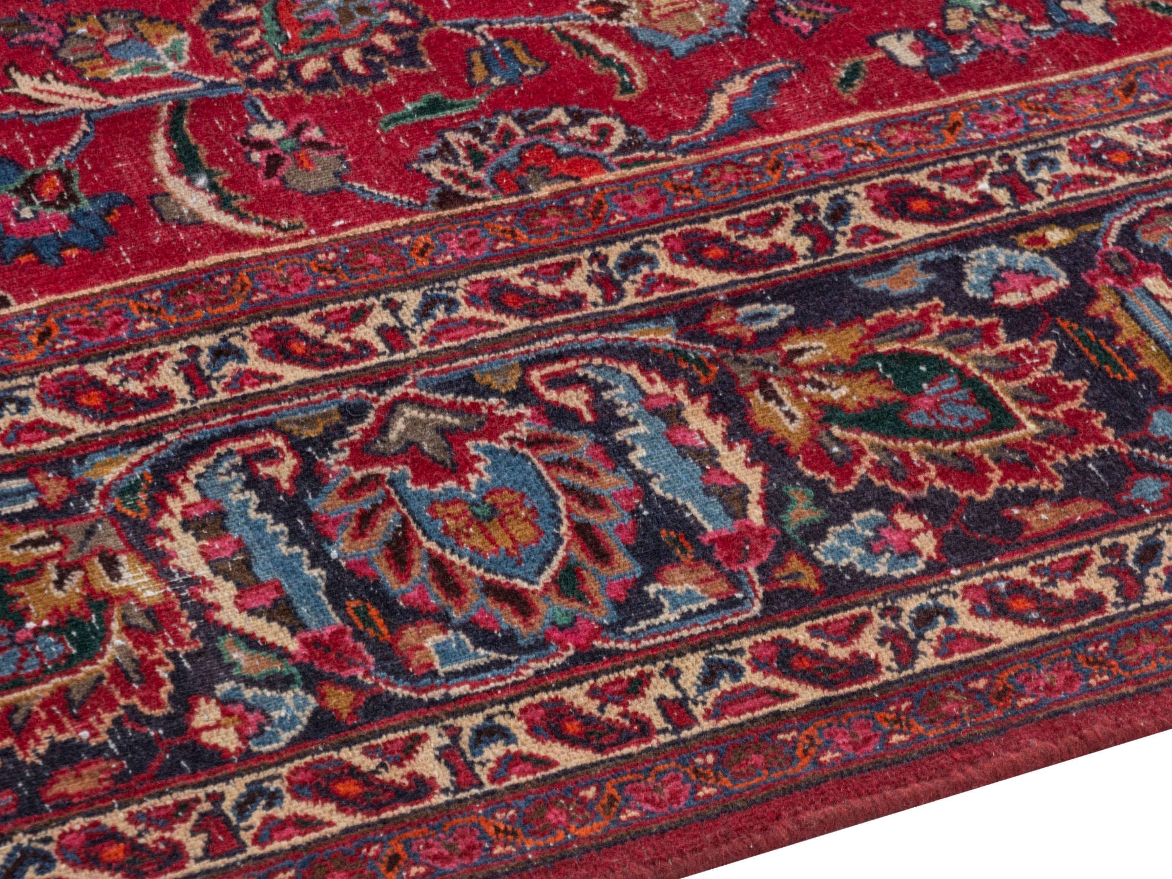 Persian Mashhad oversized rug in deep red and burgundy, view 6 of 26
