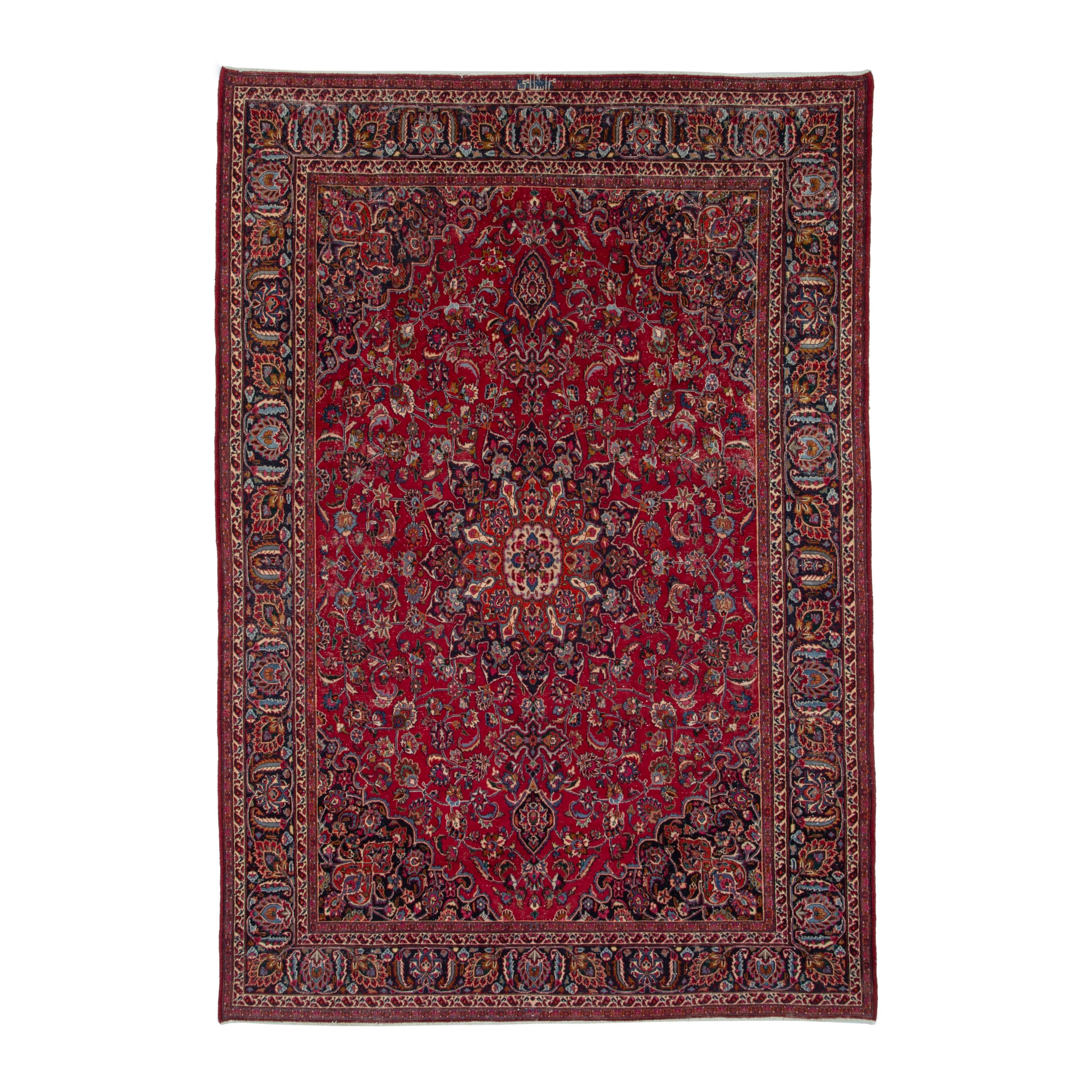 Persian Mashhad oversized rug in deep red and burgundy, 9'8" x 13'