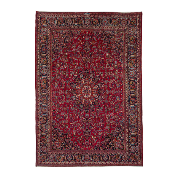 Persian Mashhad oversized rug in deep red and burgundy, 9'8" x 13'