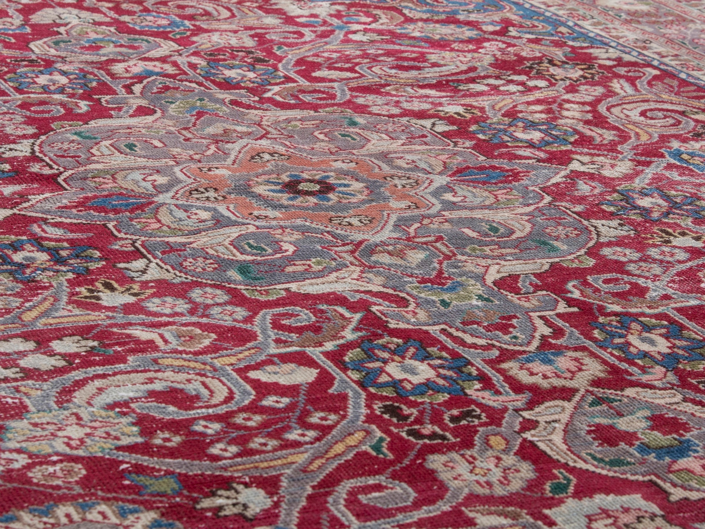 Persian Sabzevar area rug in burgundy and cream, view 8 of 18