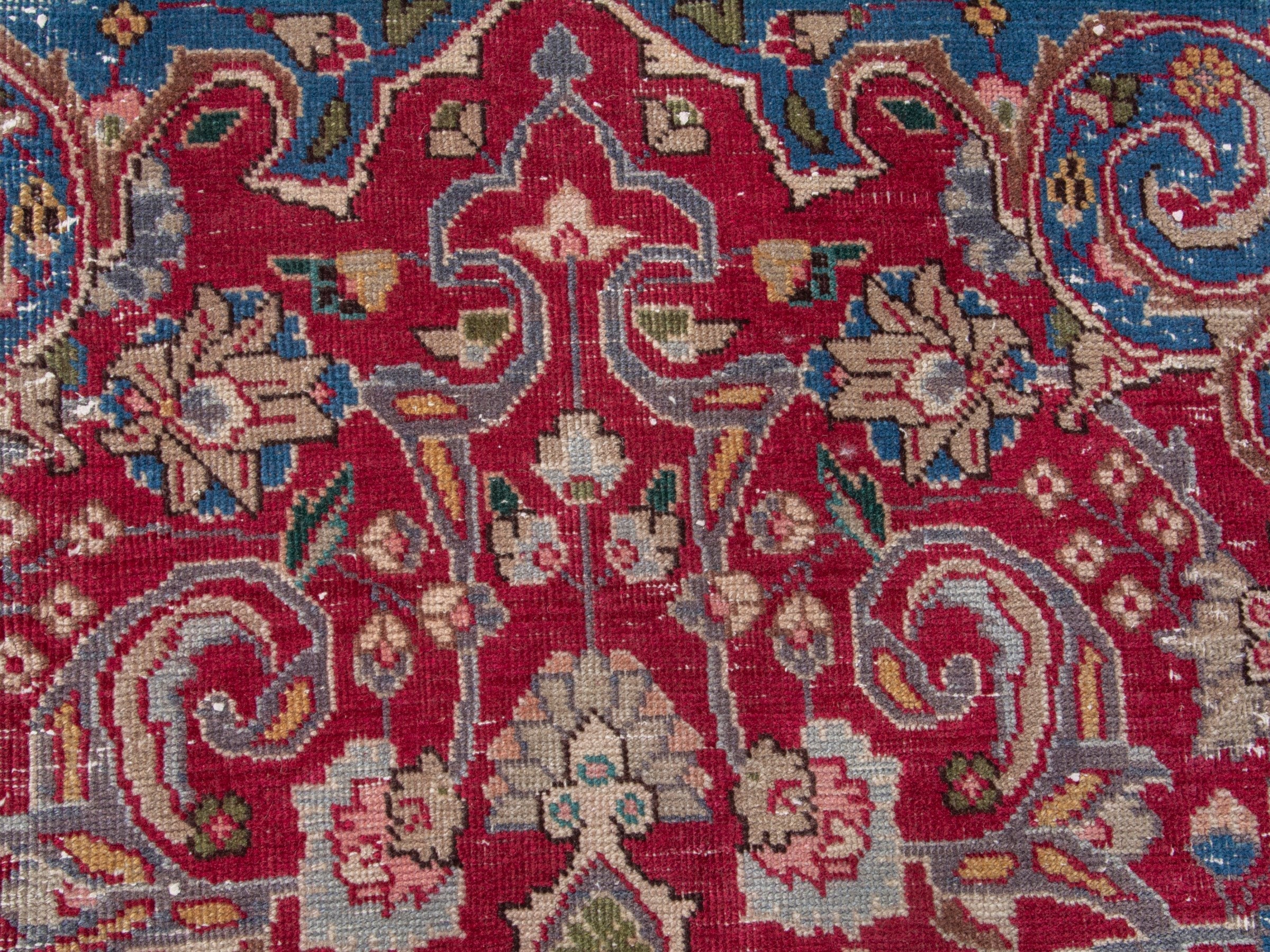 Persian Sabzevar area rug in burgundy and cream, view 12 of 18