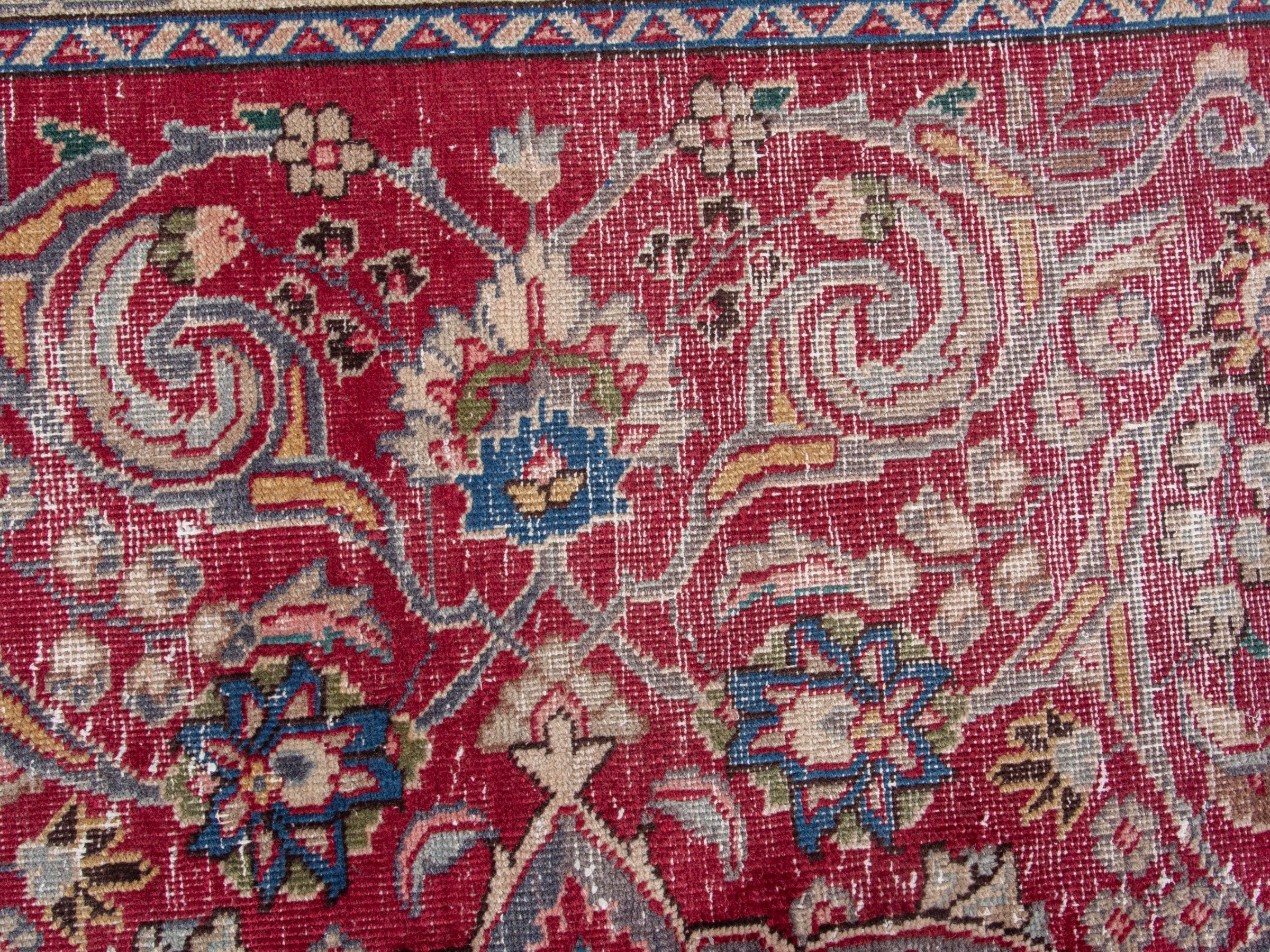 Persian Sabzevar area rug in burgundy and cream, view 13 of 18