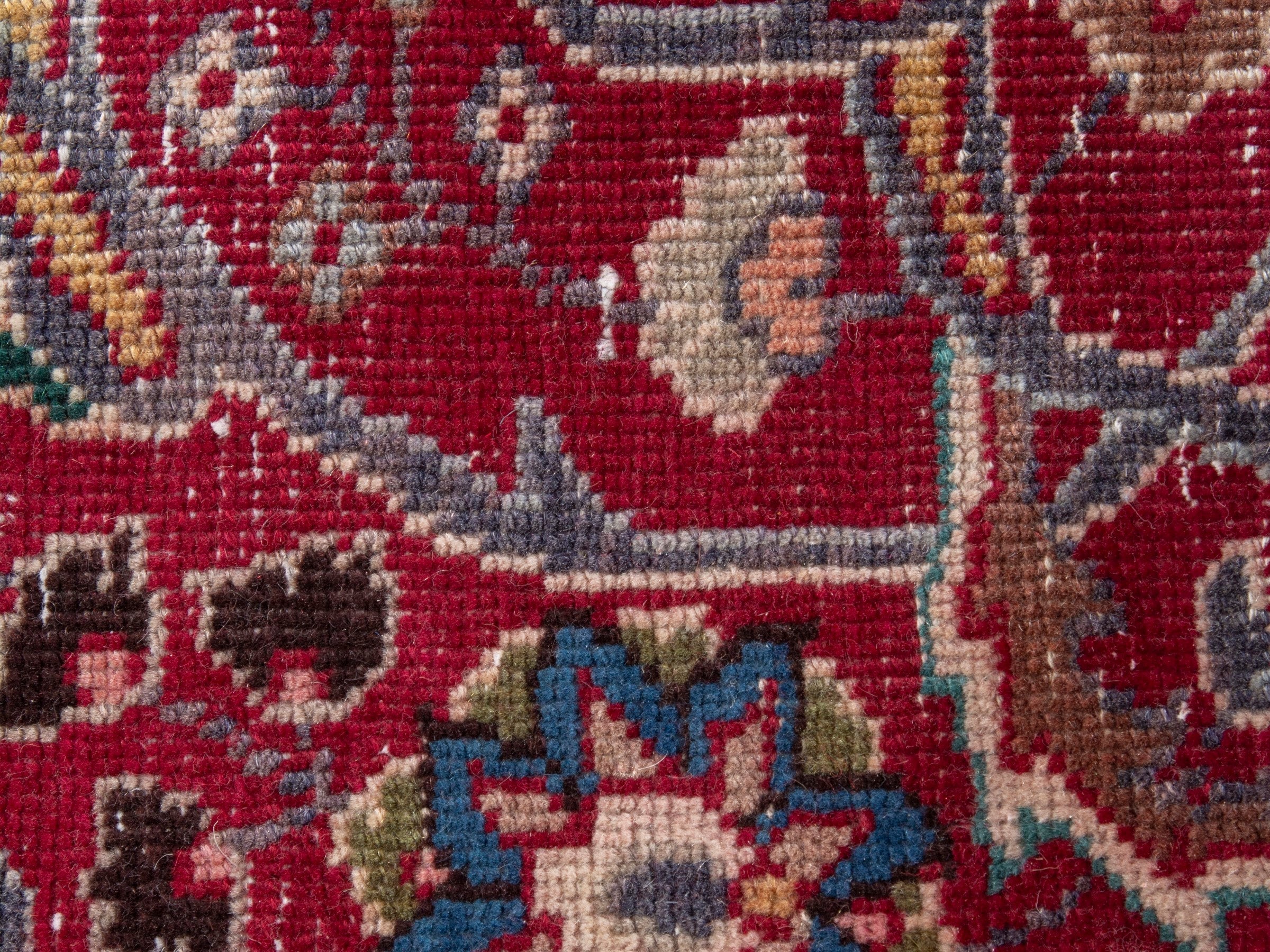 Persian Sabzevar area rug in burgundy and cream, view 14 of 18