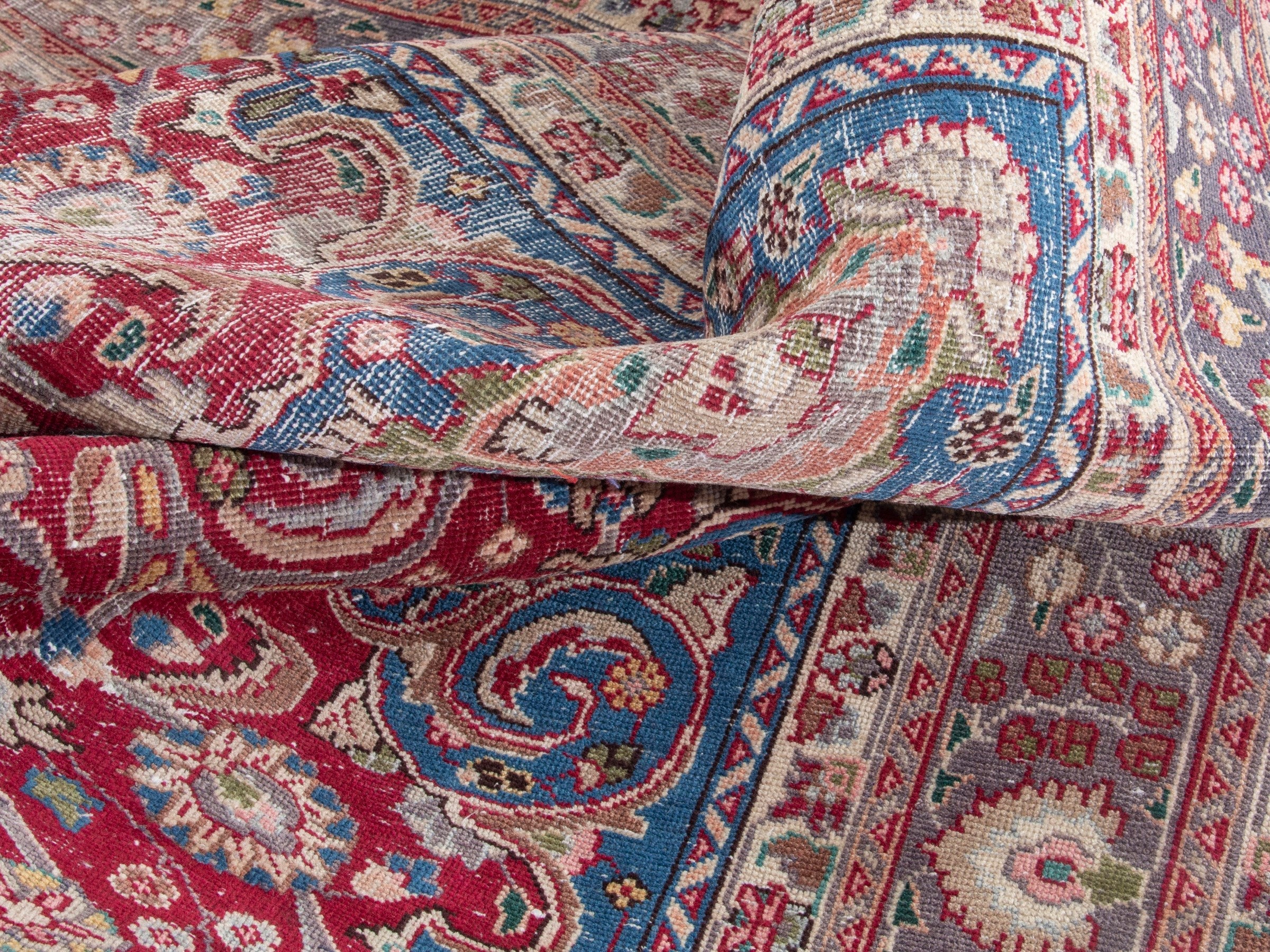 Persian Sabzevar area rug in burgundy and cream, view 15 of 18
