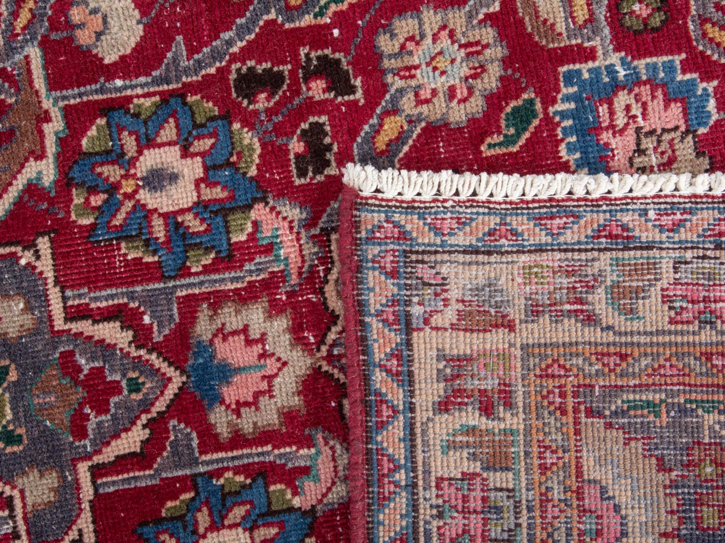 Persian Sabzevar area rug in burgundy and cream, view 18 of 18