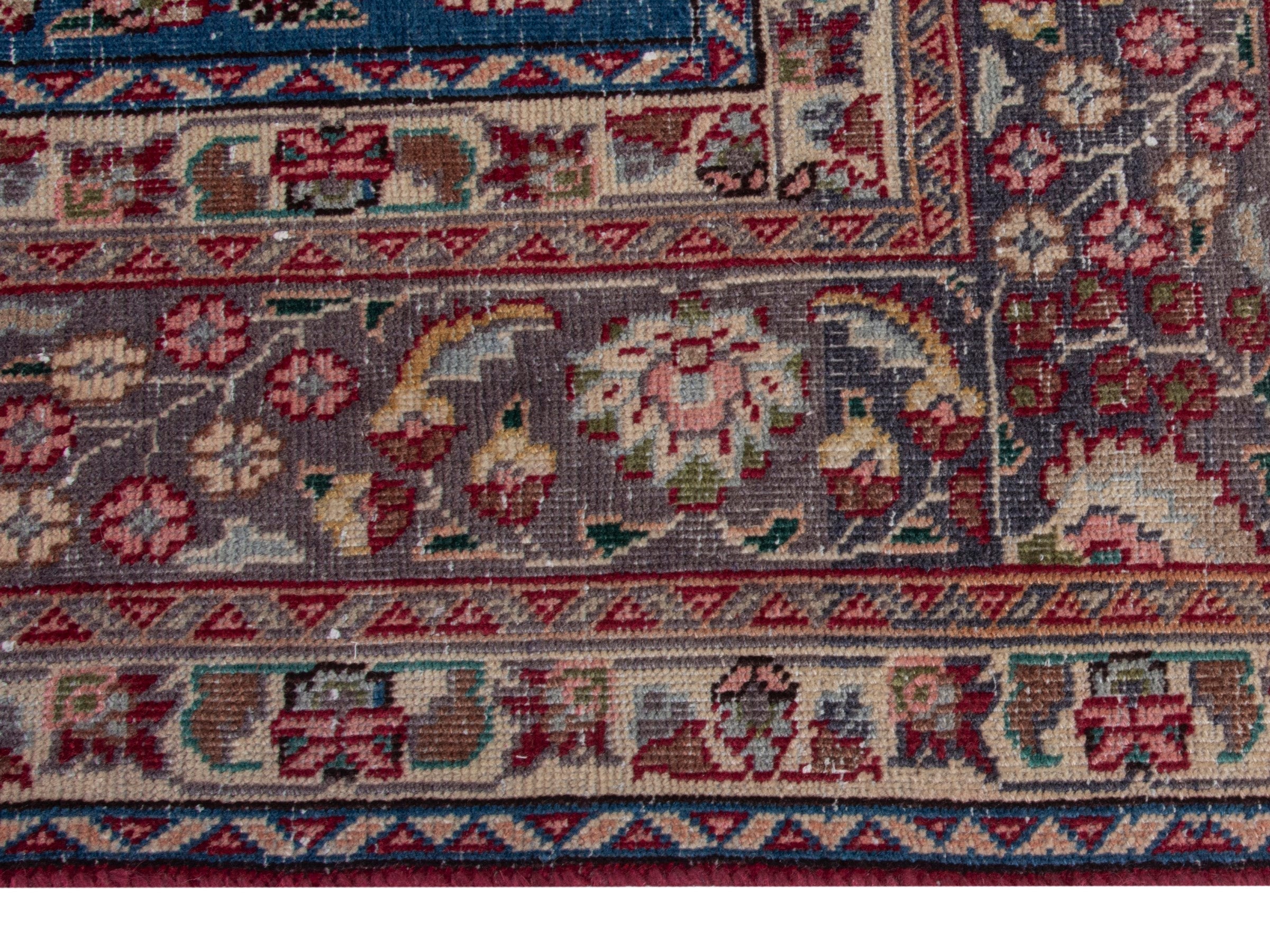 Persian Sabzevar area rug in burgundy and cream, view 10 of 18