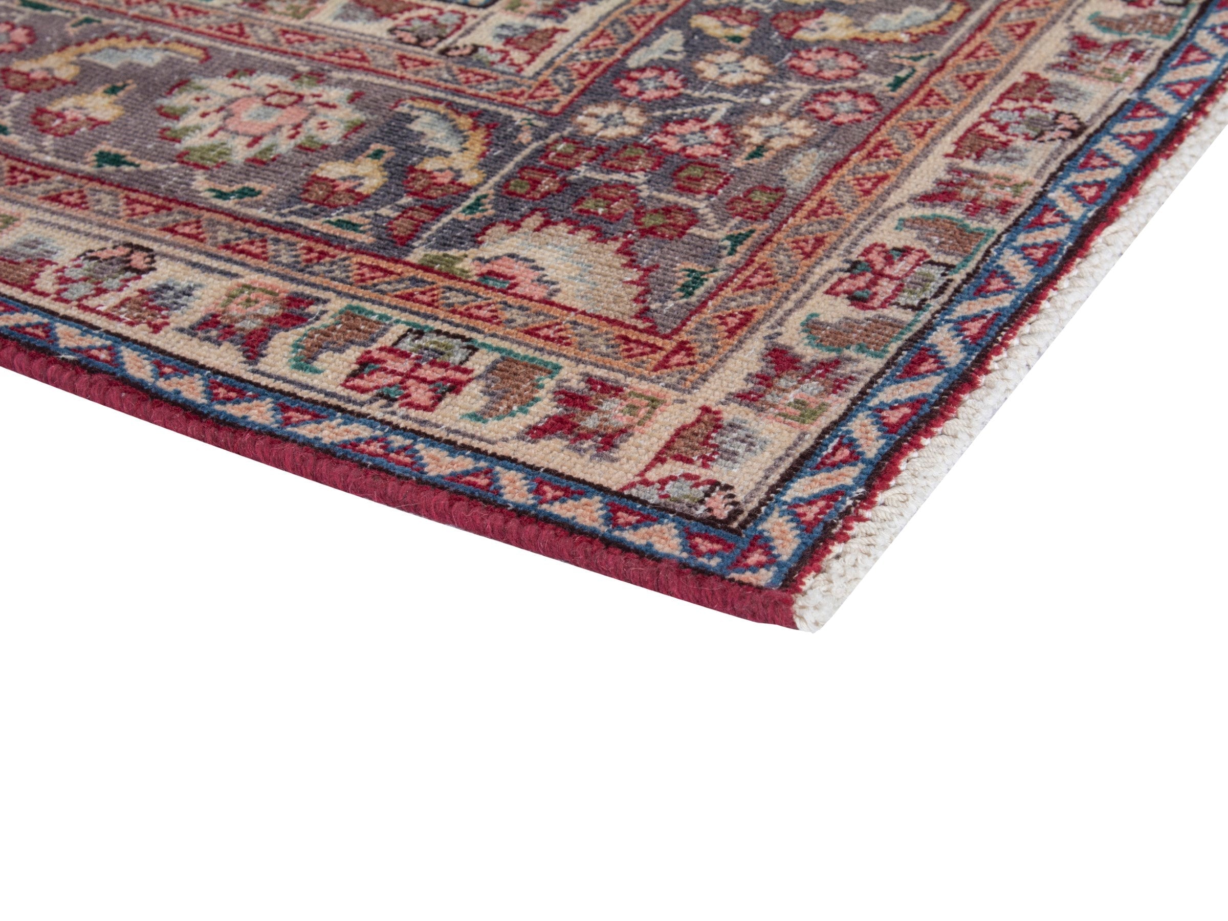 Persian Sabzevar area rug in burgundy and cream, view 5 of 18