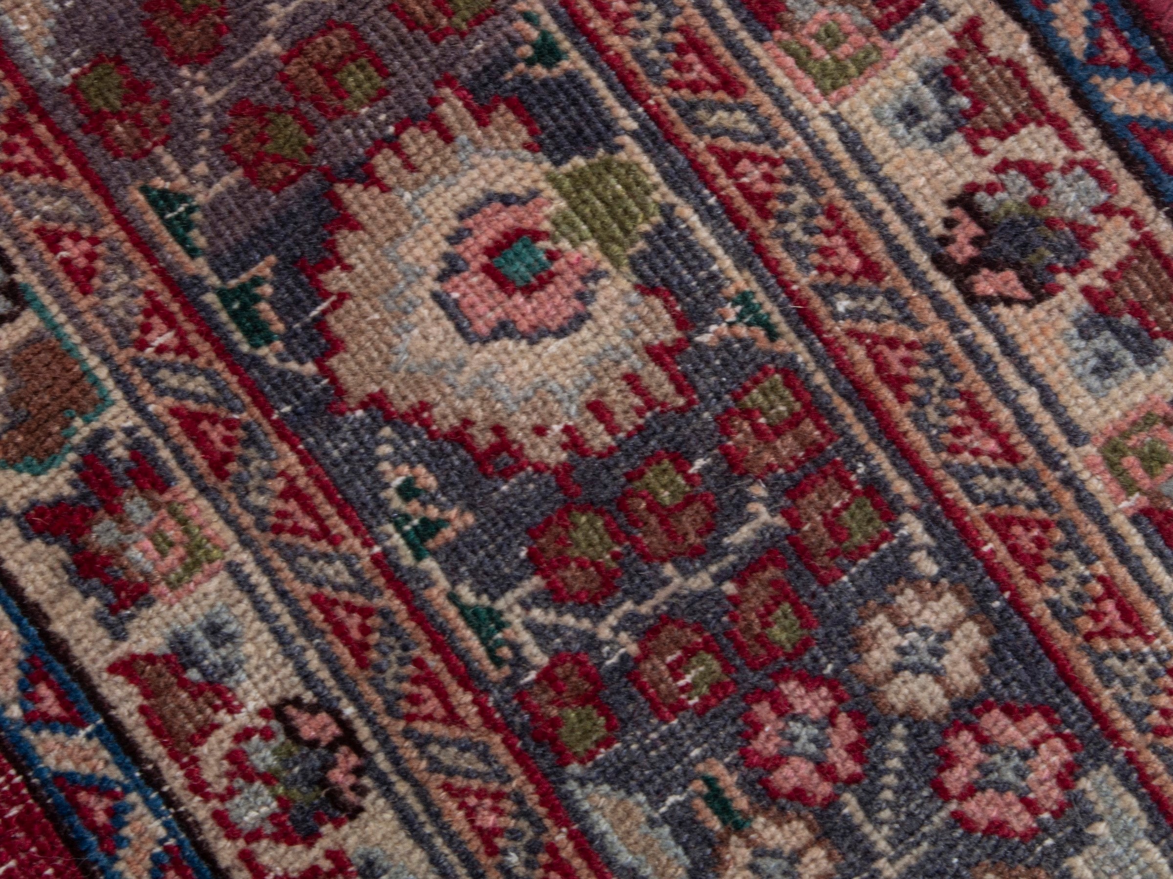 Persian Sabzevar area rug in burgundy and cream, view 9 of 18