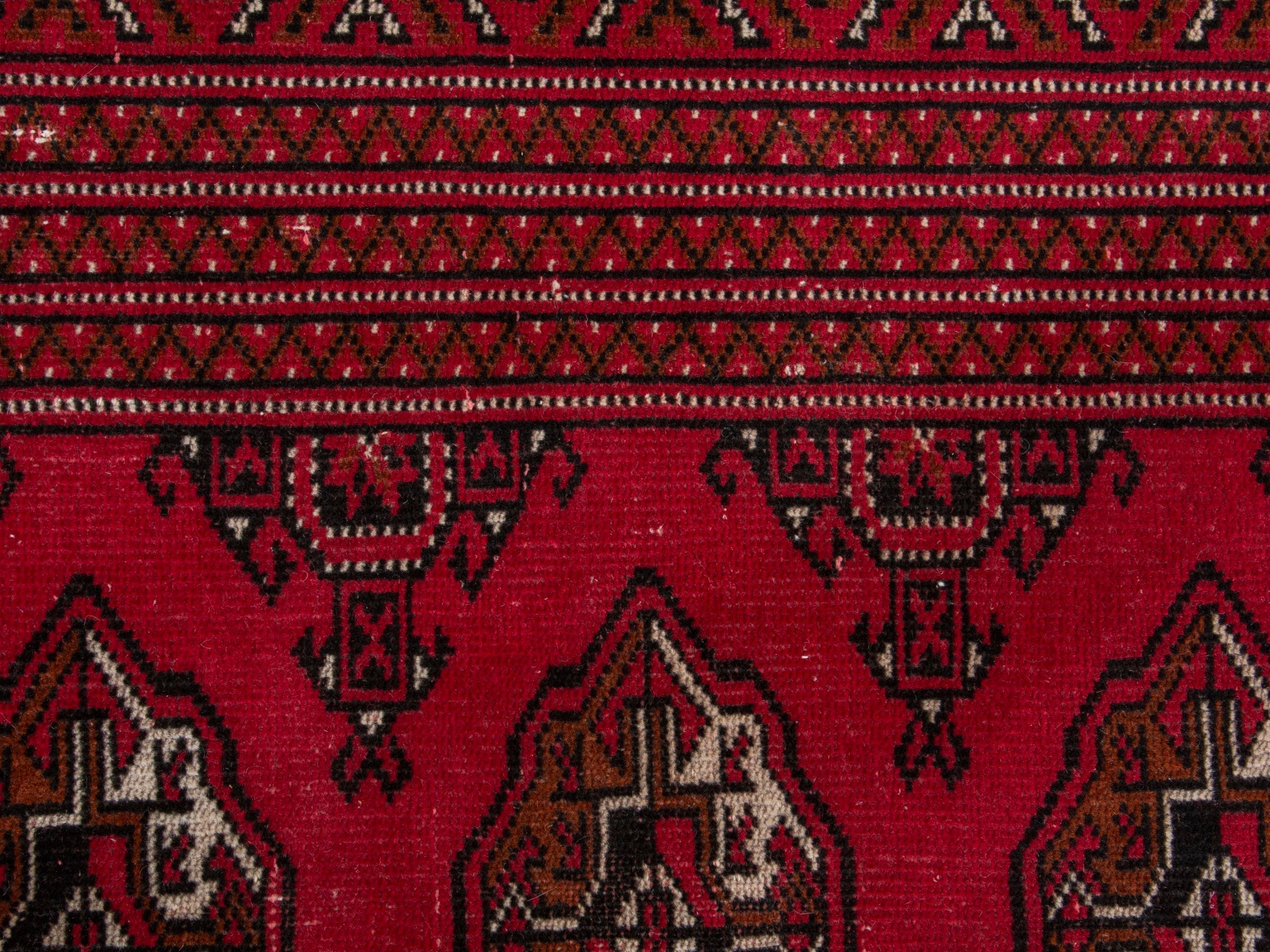 Persian Torkaman oversized rug in deep red and antique gold, view 14 of 19