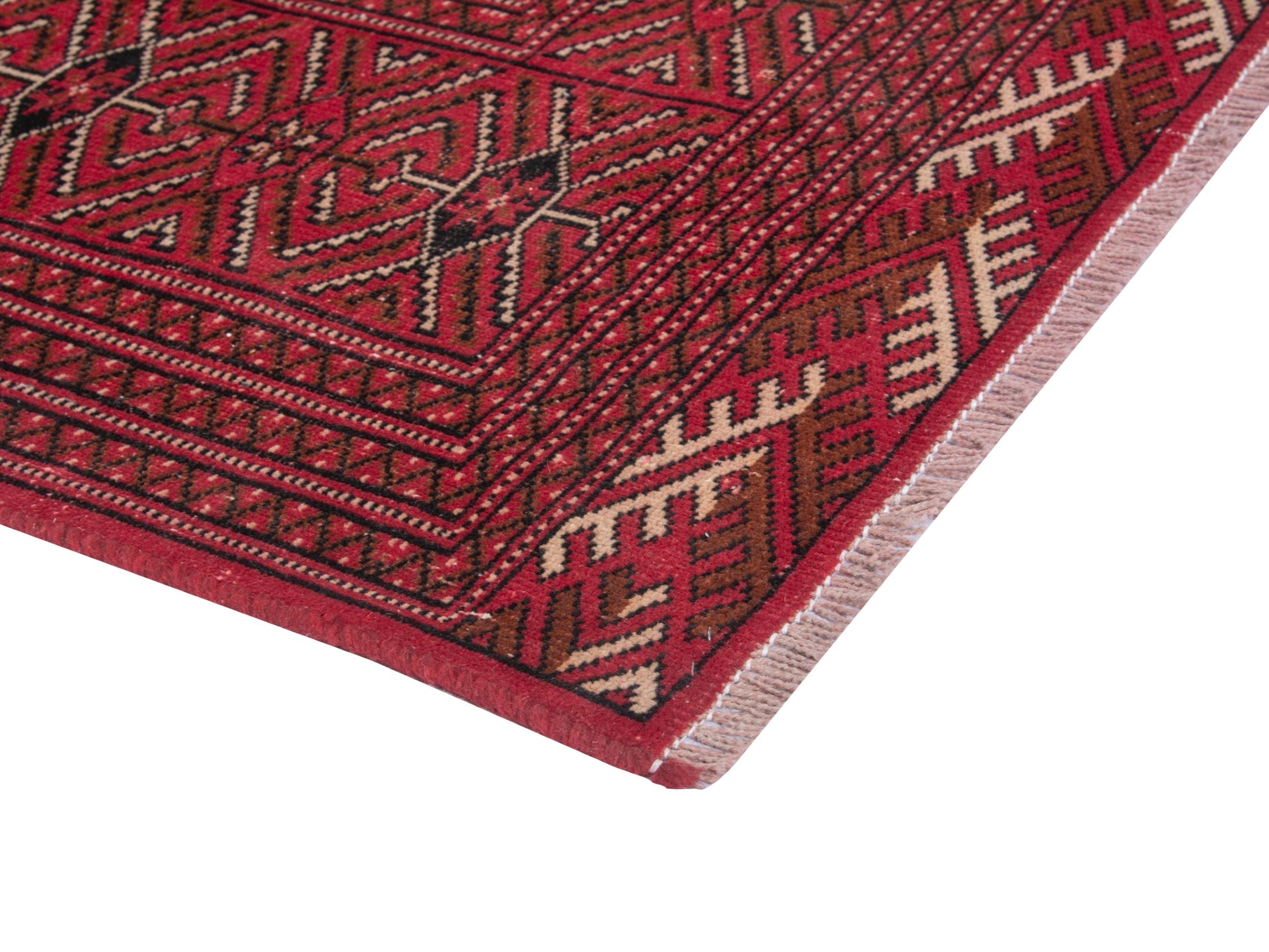 Persian Torkaman oversized rug in deep red and antique gold, view 5 of 19