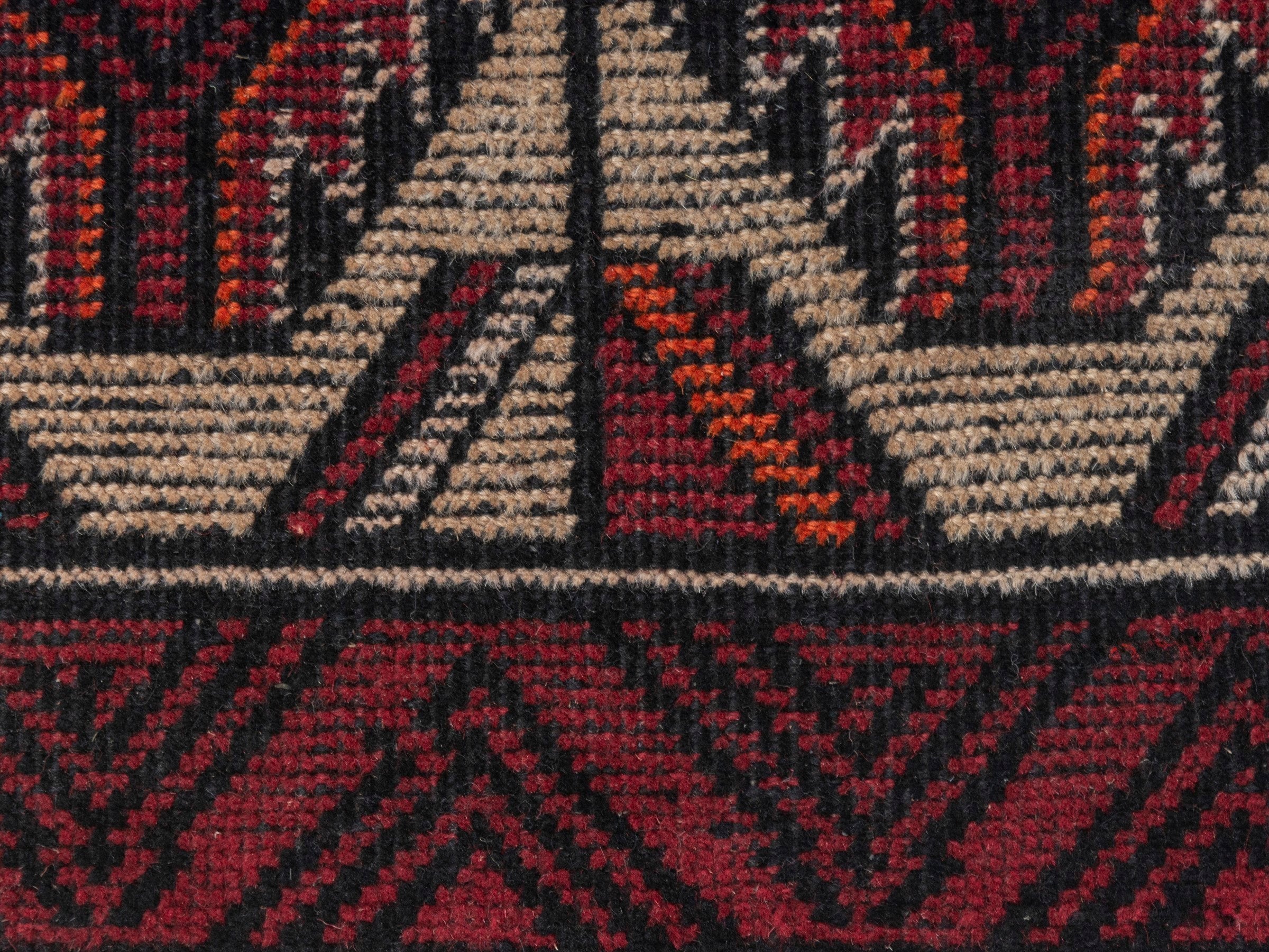 Persian Baluch runner rug in burgundy and cream, view 8 of 18