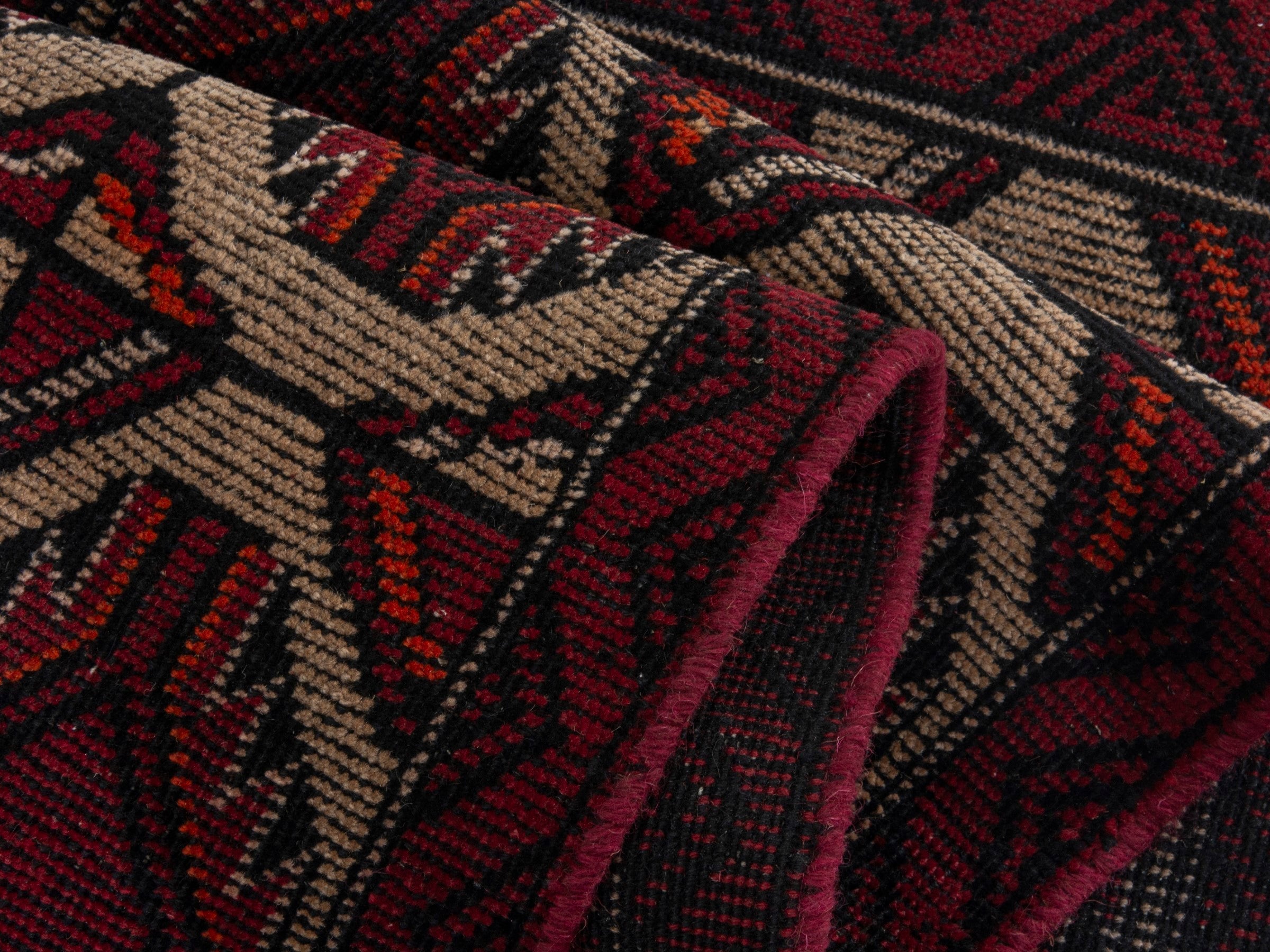 Persian Baluch runner rug in burgundy and cream, view 15 of 18