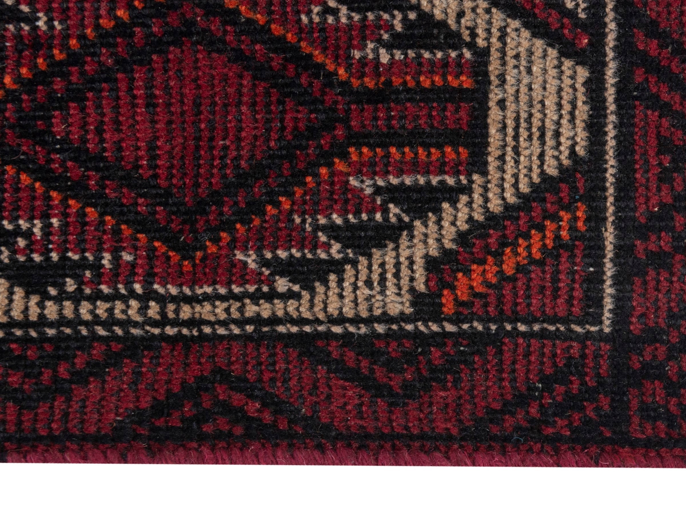 Persian Baluch runner rug in burgundy and cream, view 10 of 18