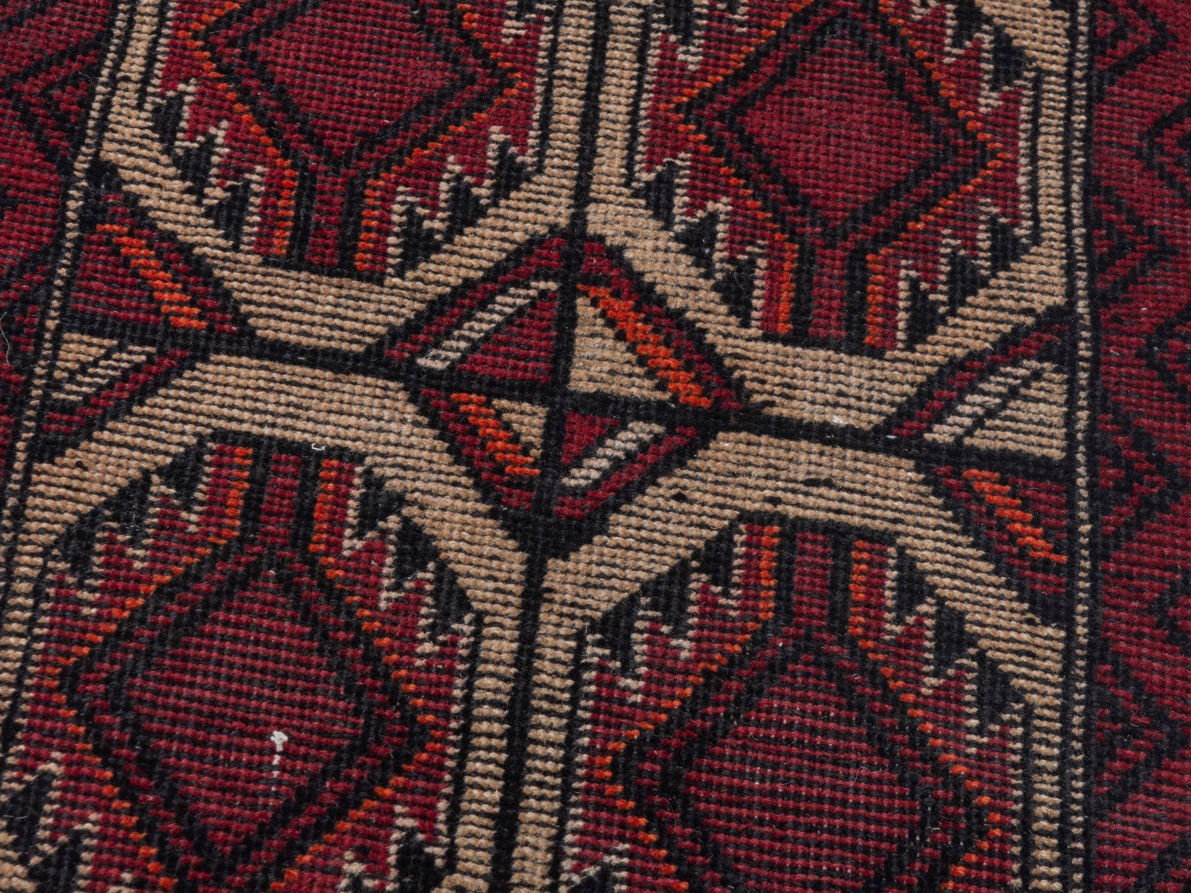Persian Baluch runner rug in burgundy and cream, view 9 of 18