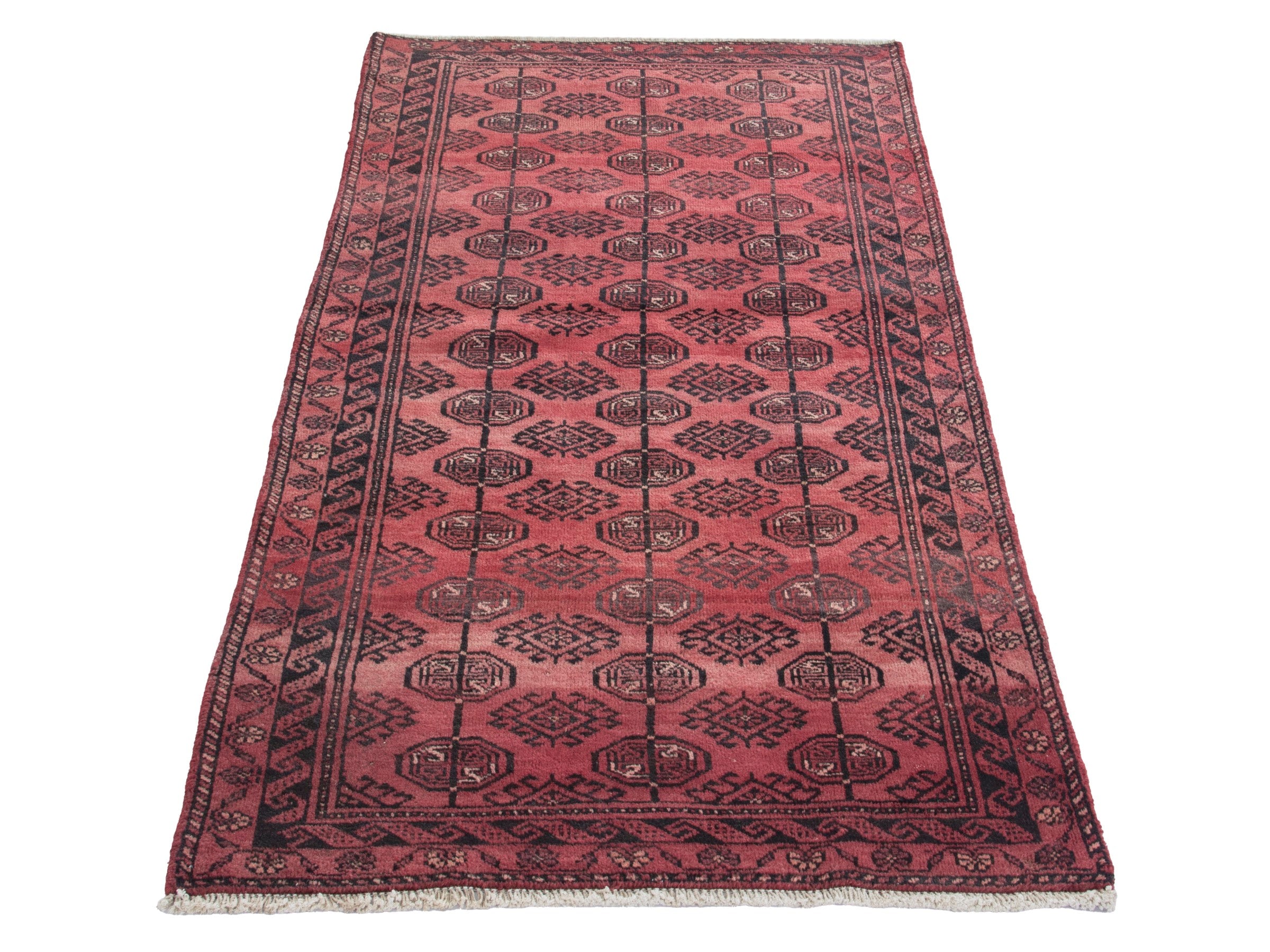 Persian Baluch runner rug in faded red and burgundy, view 3 of 18
