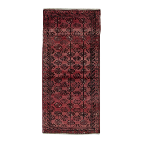 Persian Baluch runner rug in faded red and burgundy, 2'9" x 6'1"