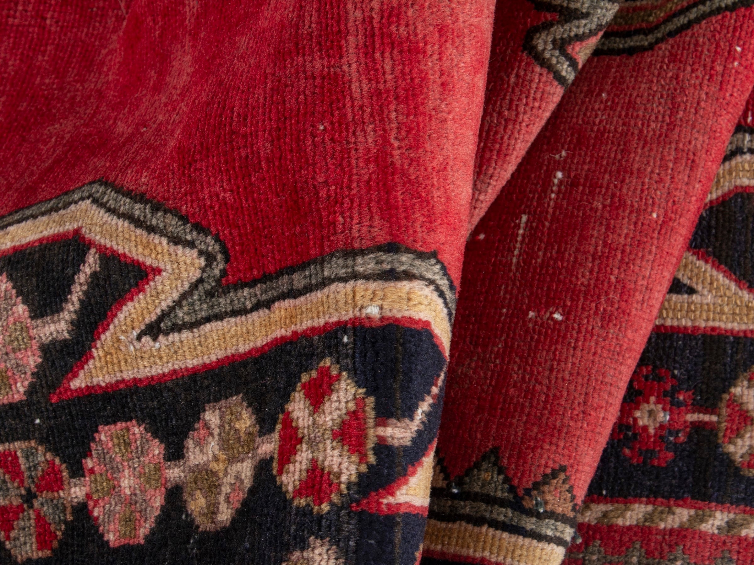 Persian Saveh accent rug in deep red and burgundy, view 15 of 18