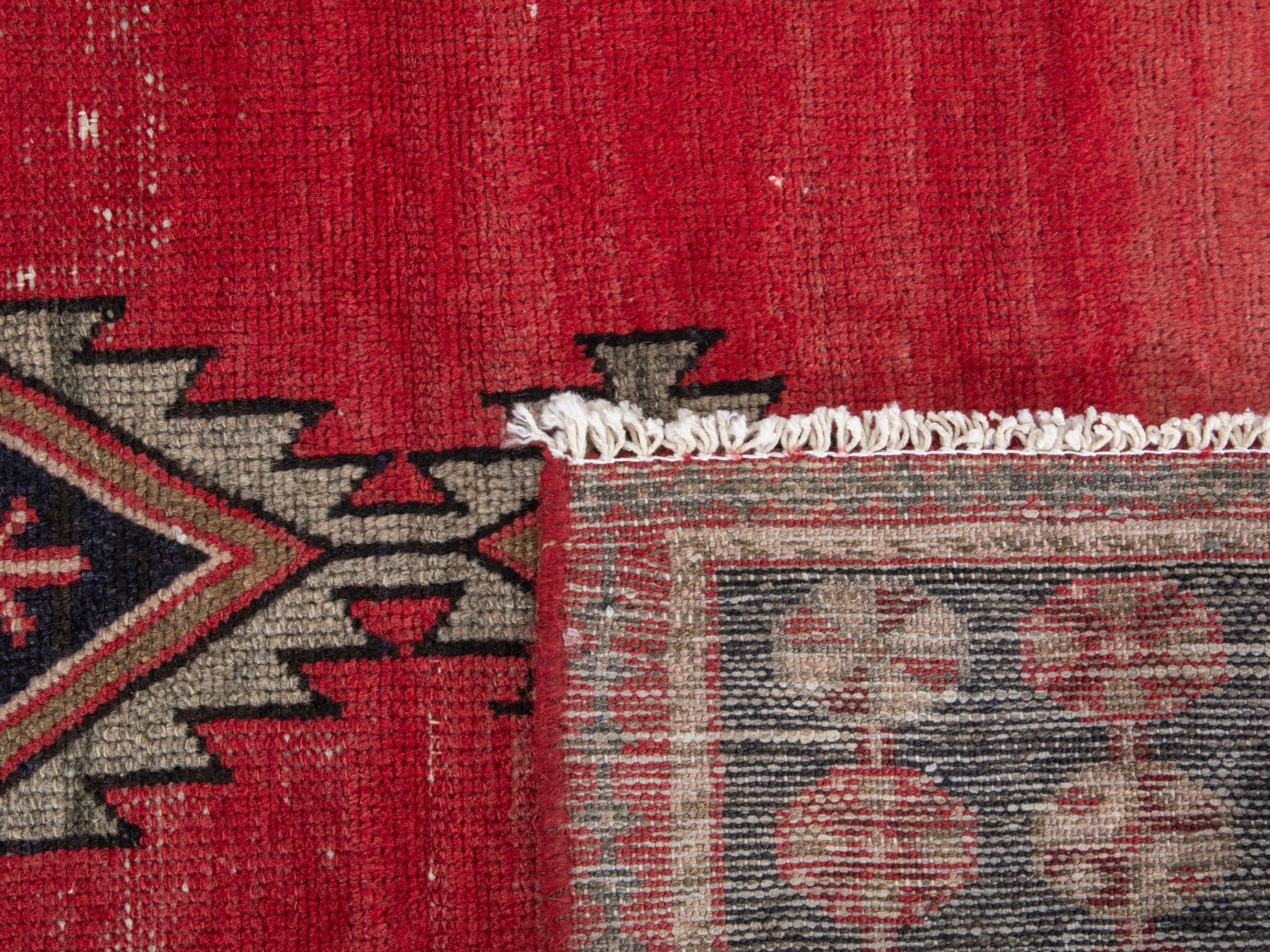 Persian Saveh accent rug in deep red and burgundy, view 18 of 18