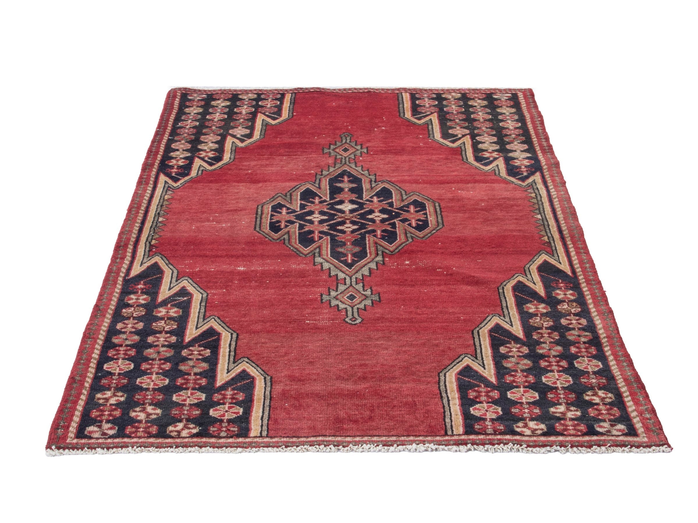 Persian Saveh accent rug in deep red and burgundy, view 2 of 18
