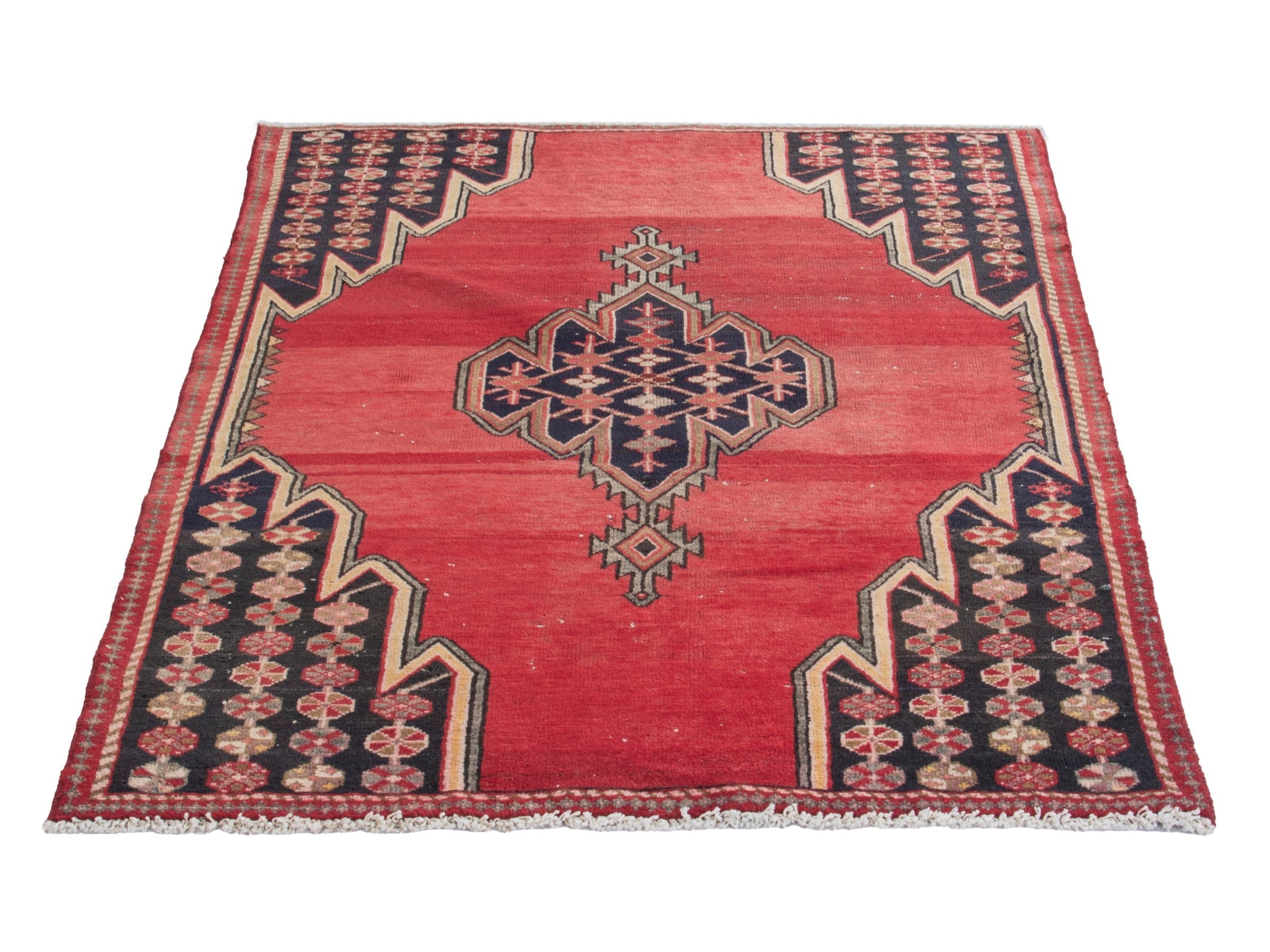 Persian Saveh accent rug in deep red and burgundy, view 3 of 18