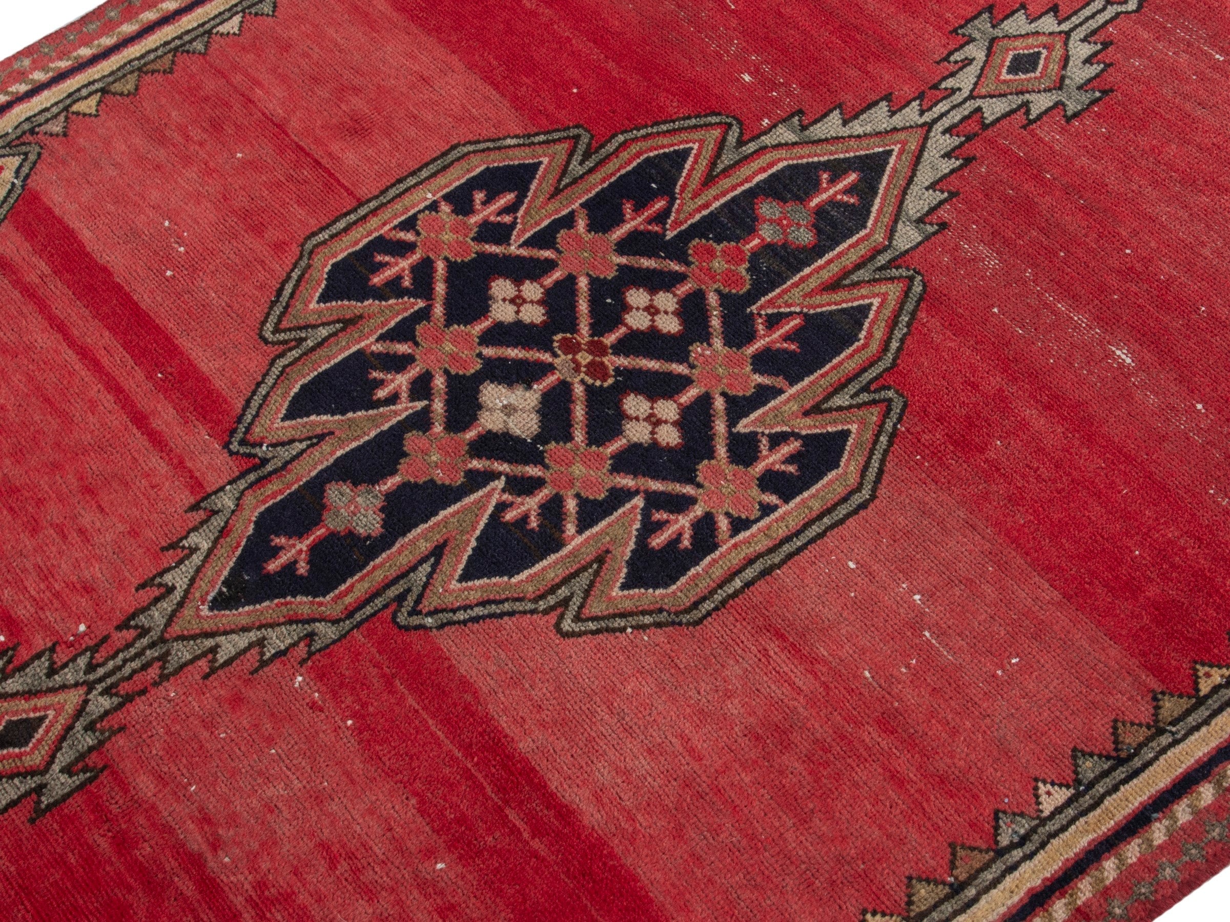 Persian Saveh accent rug in deep red and burgundy, view 4 of 18