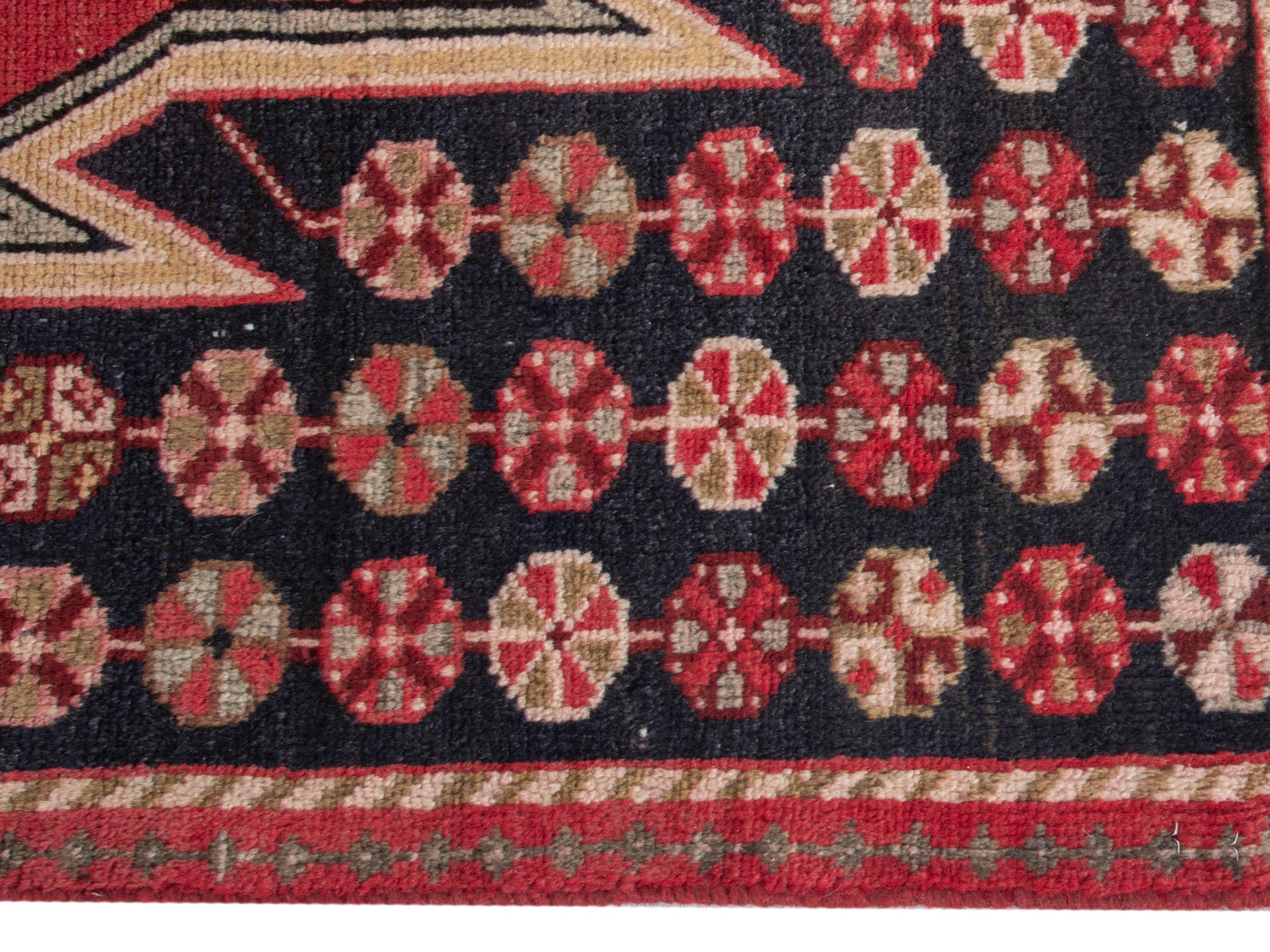 Persian Saveh accent rug in deep red and burgundy, view 10 of 18