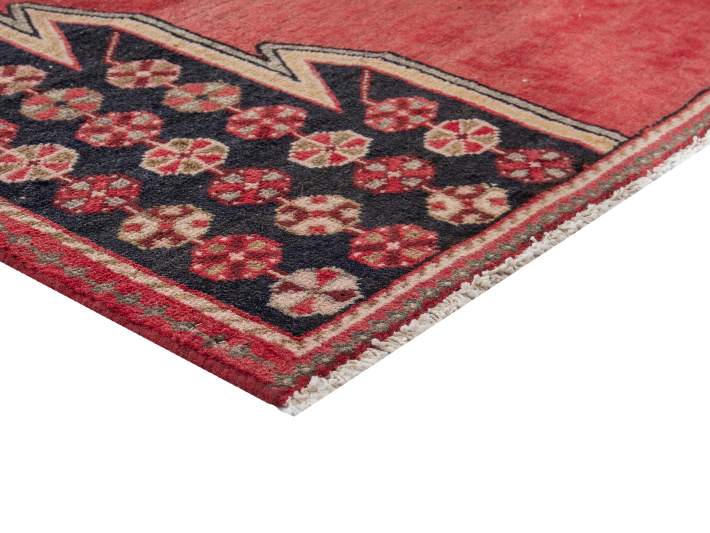 Persian Saveh accent rug in deep red and burgundy, view 5 of 18