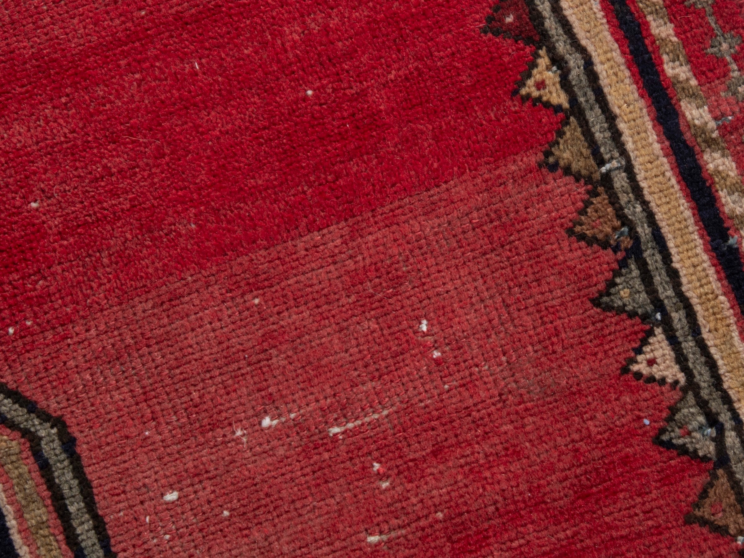 Persian Saveh accent rug in deep red and burgundy, view 9 of 18