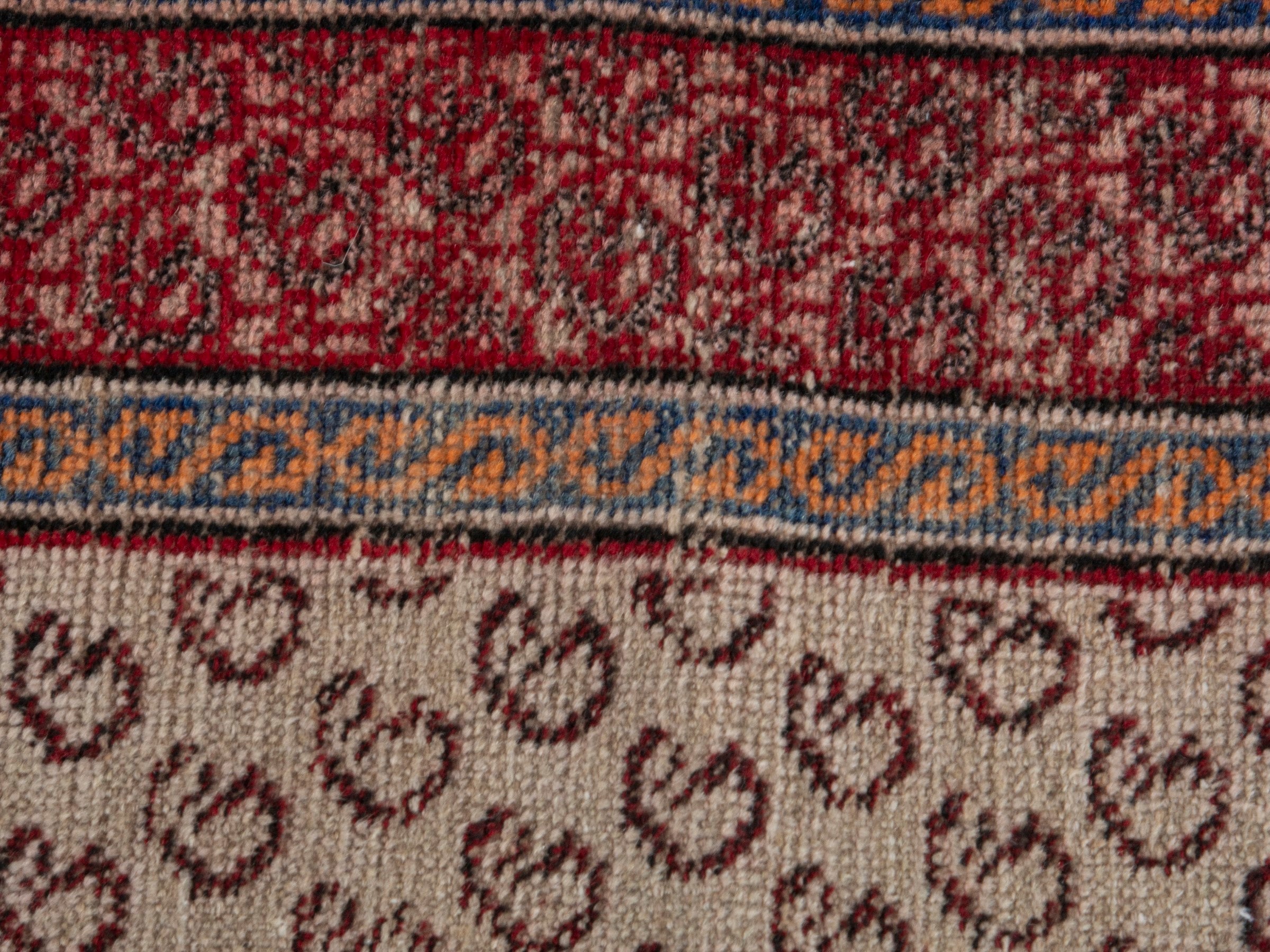 Persian Ferdos accent rug in cream and burgundy, view 14 of 19