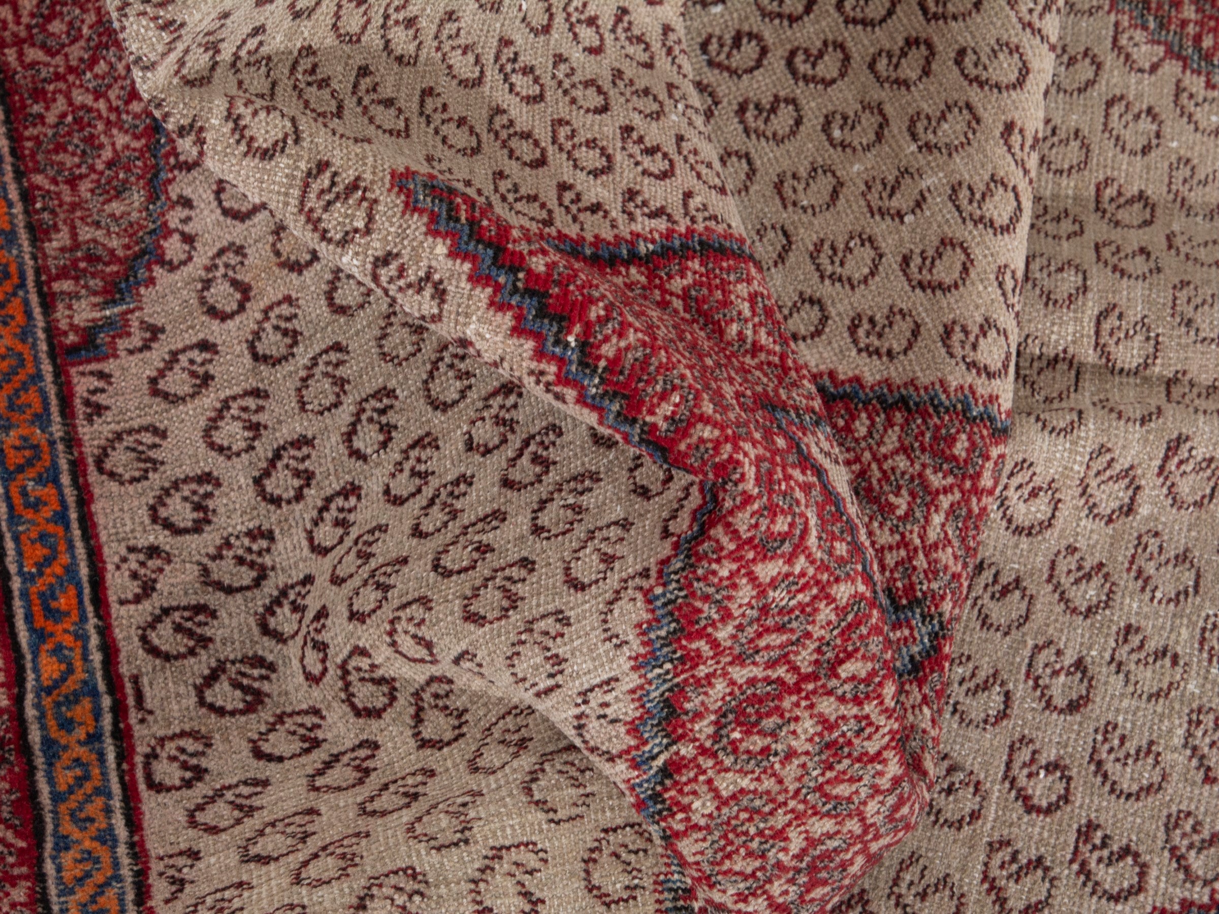 Persian Ferdos accent rug in cream and burgundy, view 15 of 19