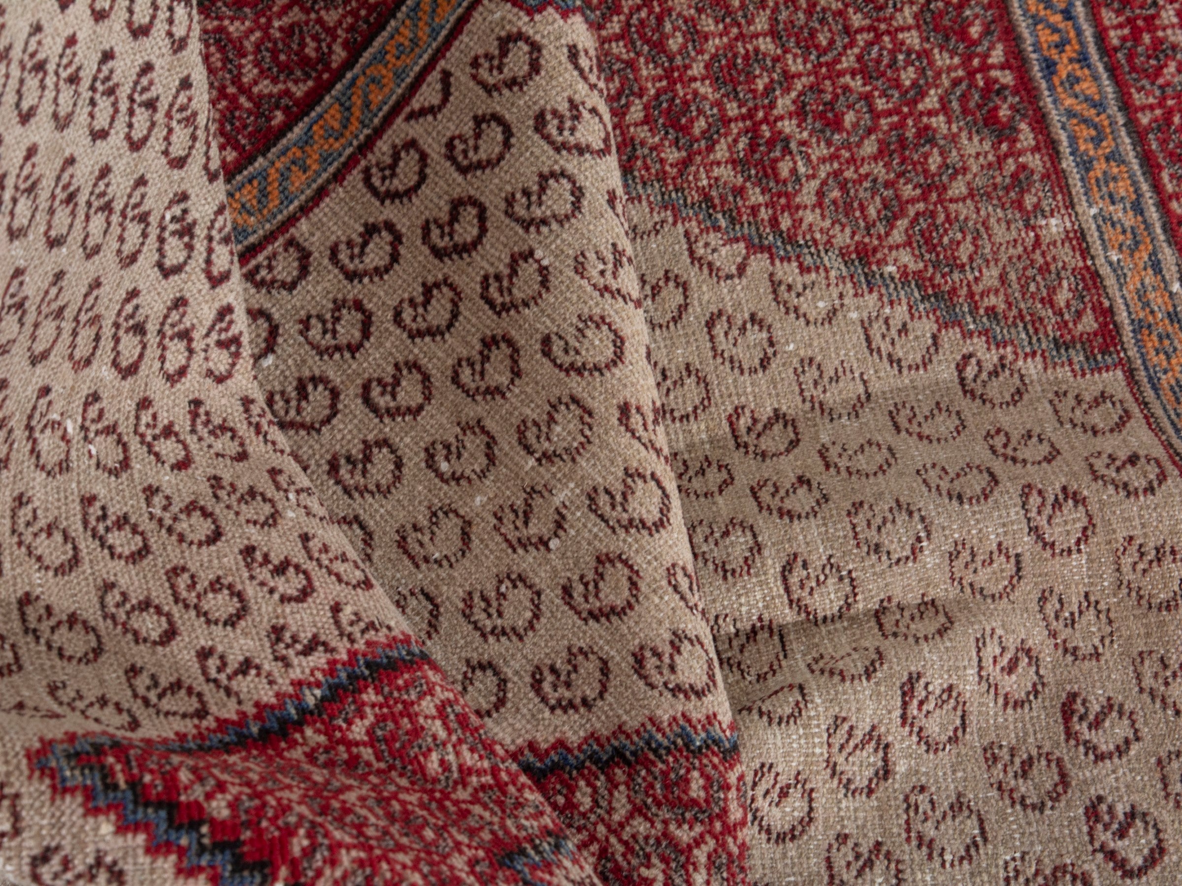 Persian Ferdos accent rug in cream and burgundy, view 16 of 19