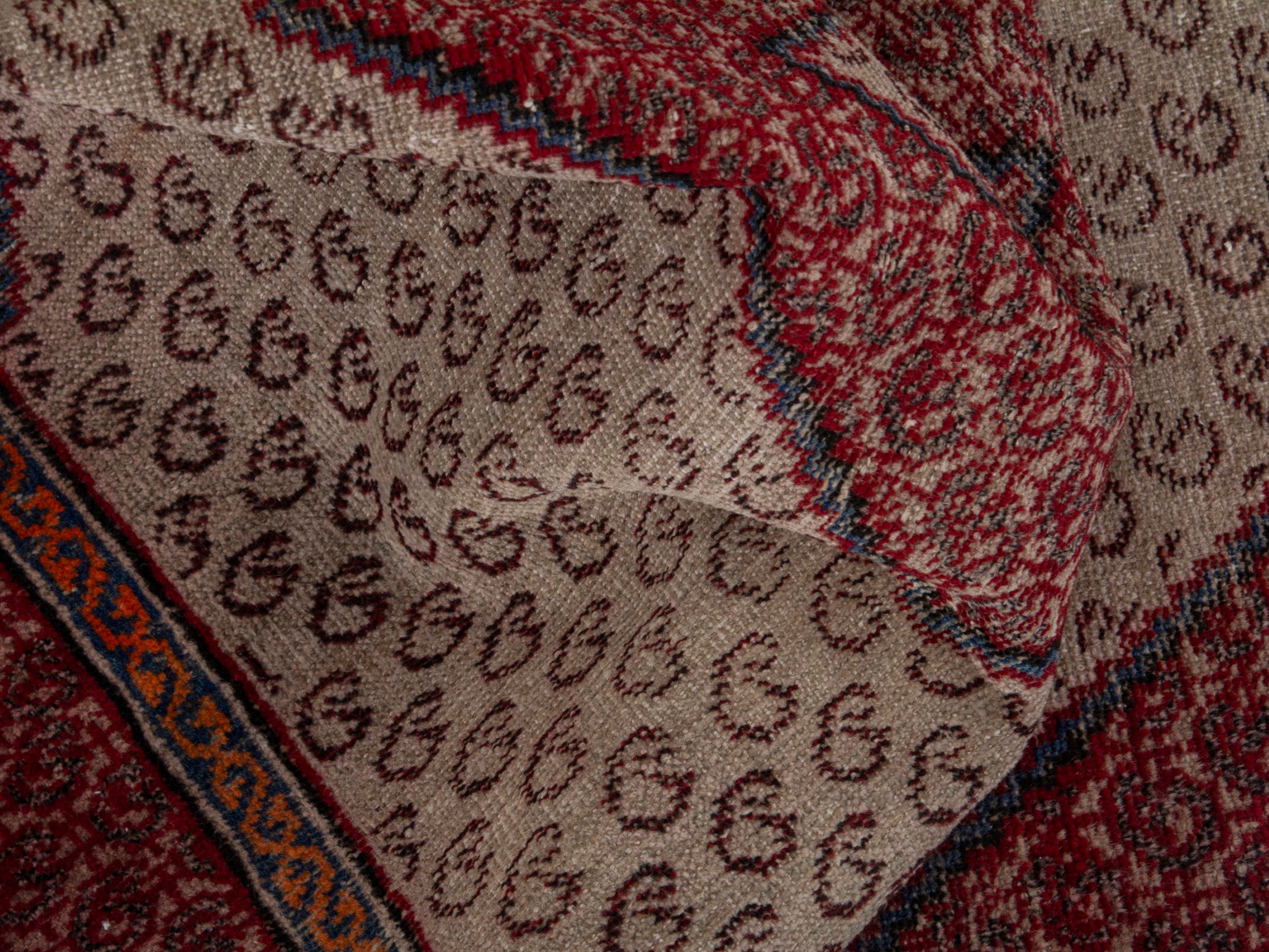 Persian Ferdos accent rug in cream and burgundy, view 17 of 19