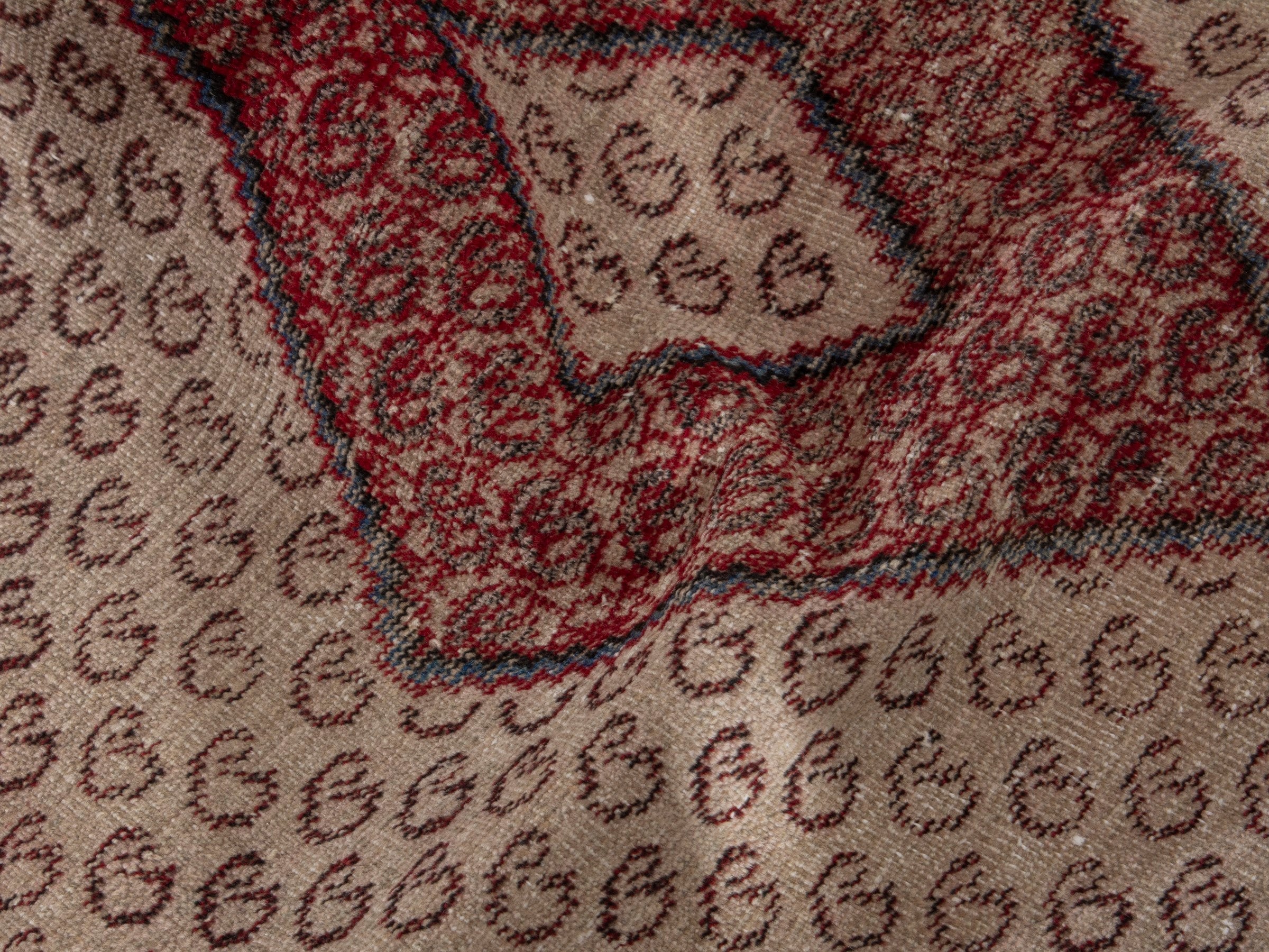 Persian Ferdos accent rug in cream and burgundy, view 18 of 19