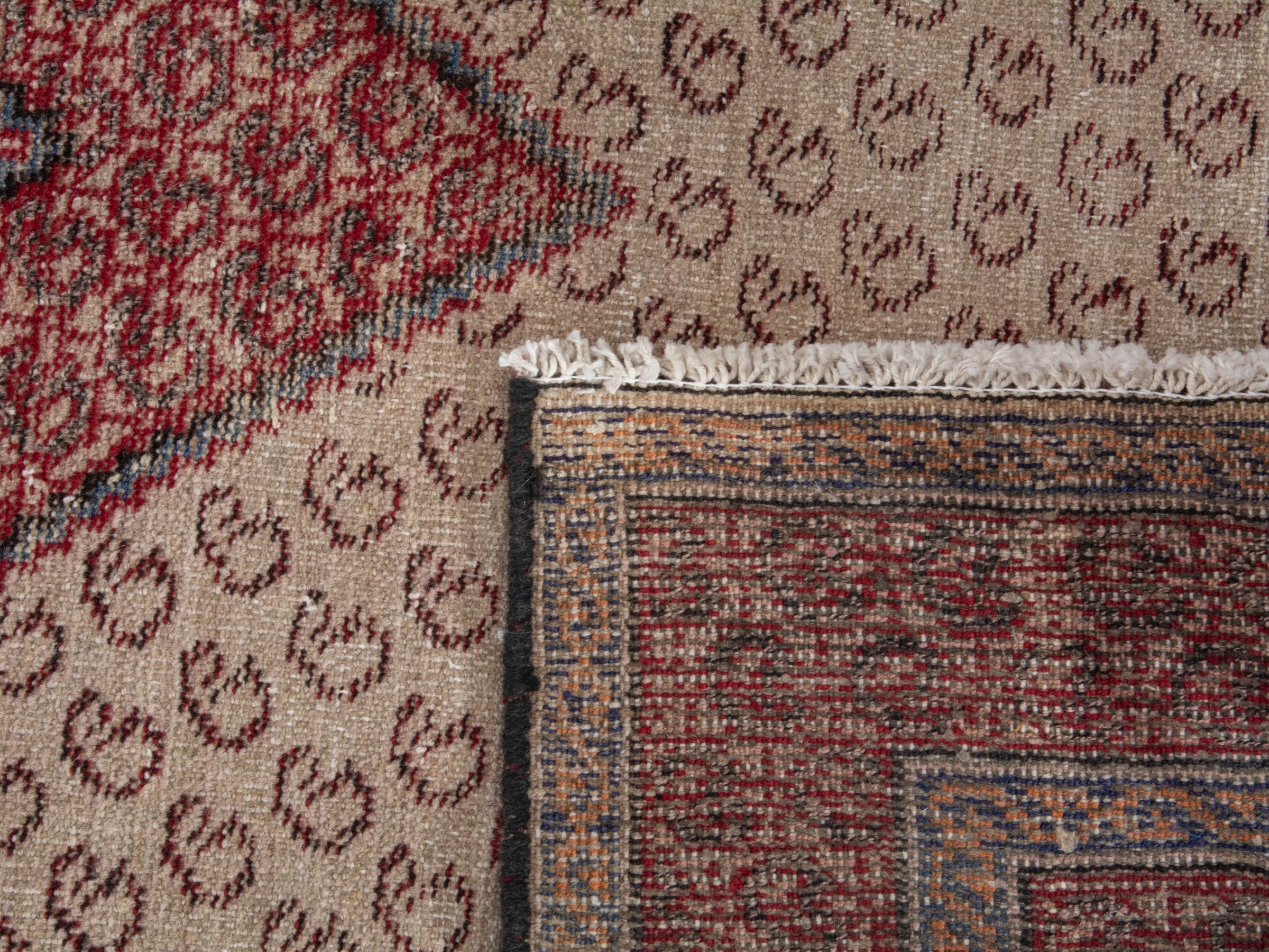 Persian Ferdos accent rug in cream and burgundy, view 19 of 19