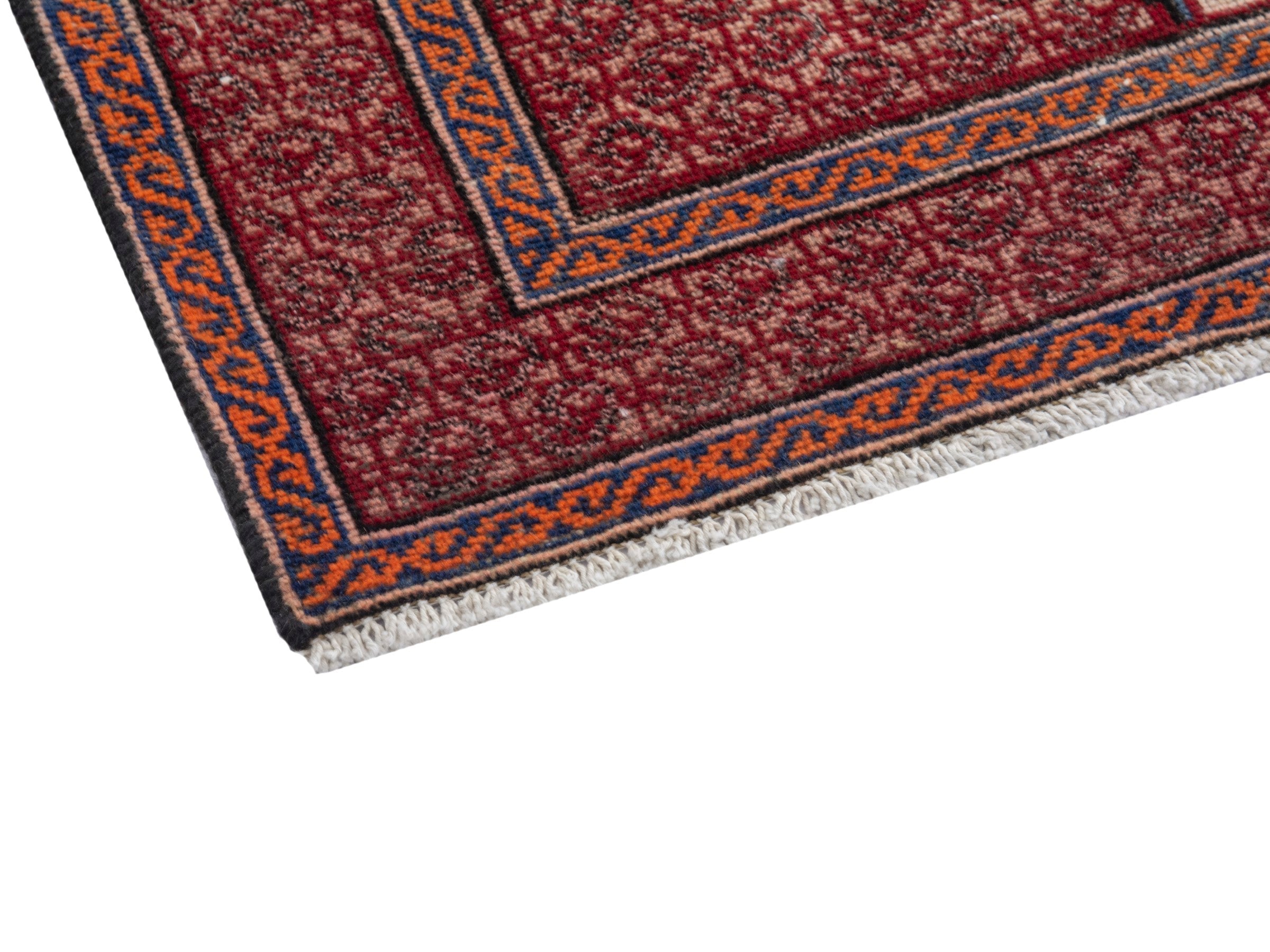 Persian Ferdos accent rug in cream and burgundy, view 5 of 19