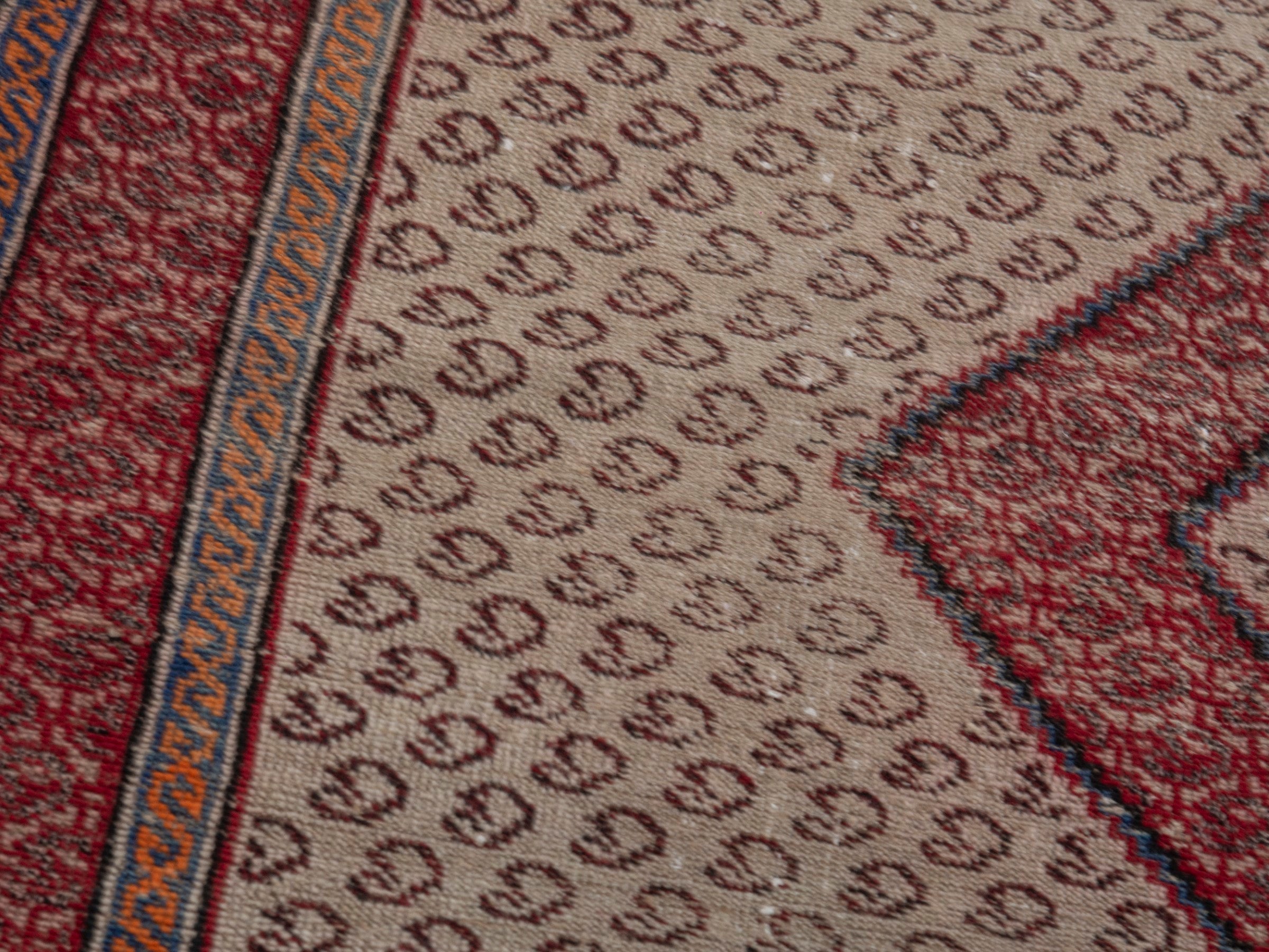 Persian Ferdos accent rug in cream and burgundy, view 9 of 19