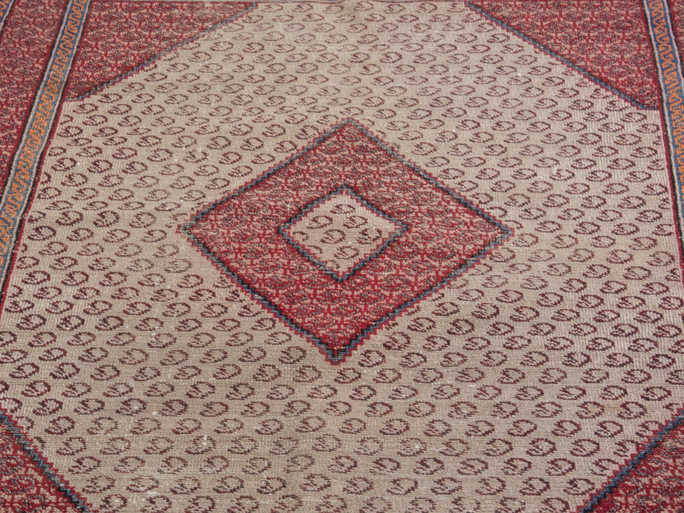 Persian Ferdos accent rug in cream and burgundy, view 7 of 19