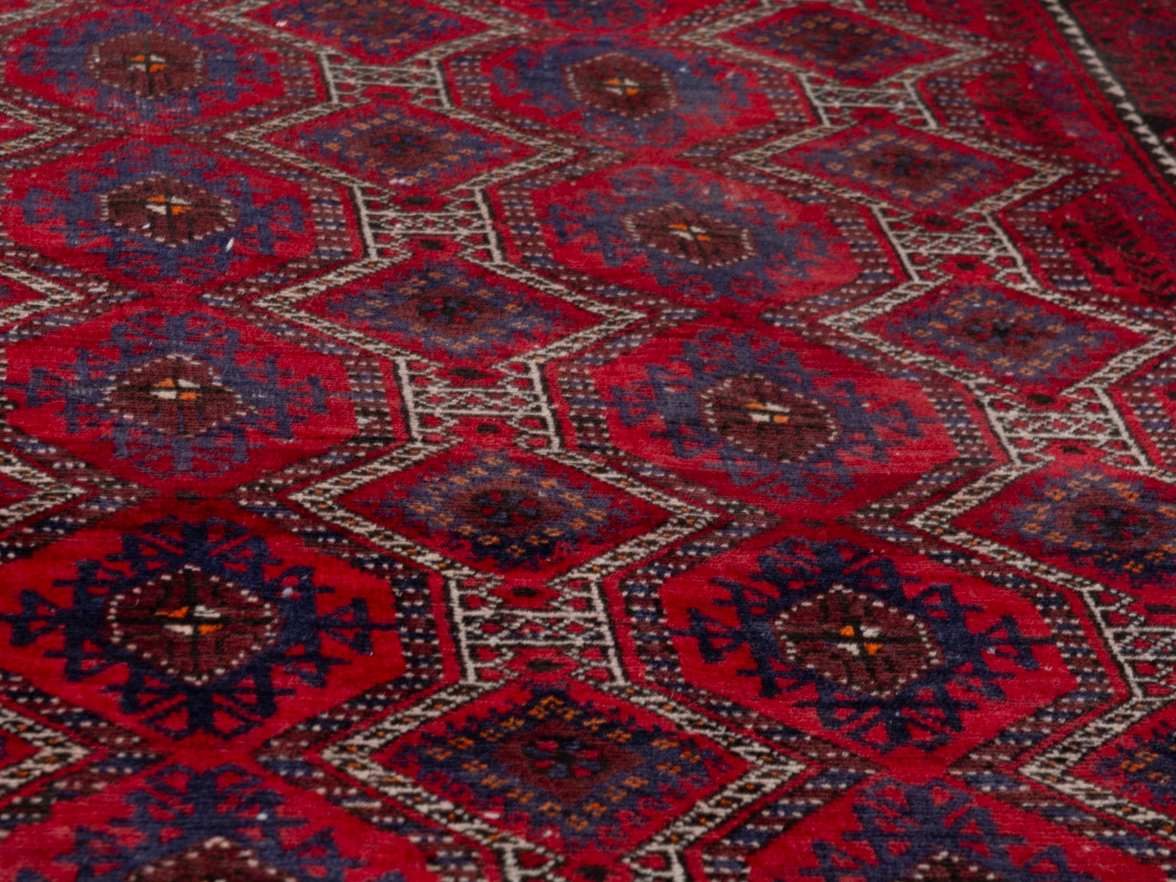 Persian Baluch accent rug in burgundy and deep red, view 8 of 19