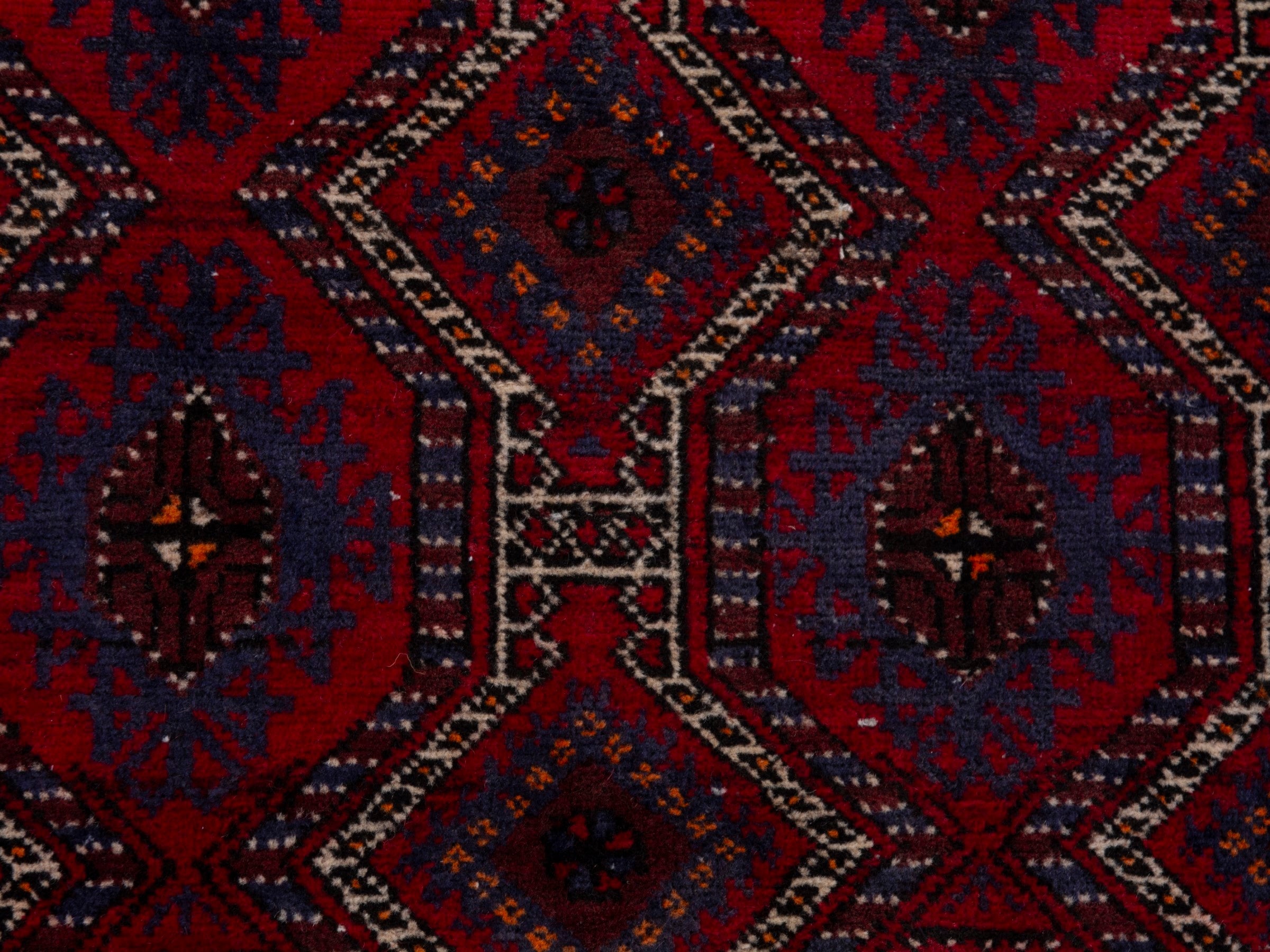 Persian Baluch accent rug in burgundy and deep red, view 11 of 19