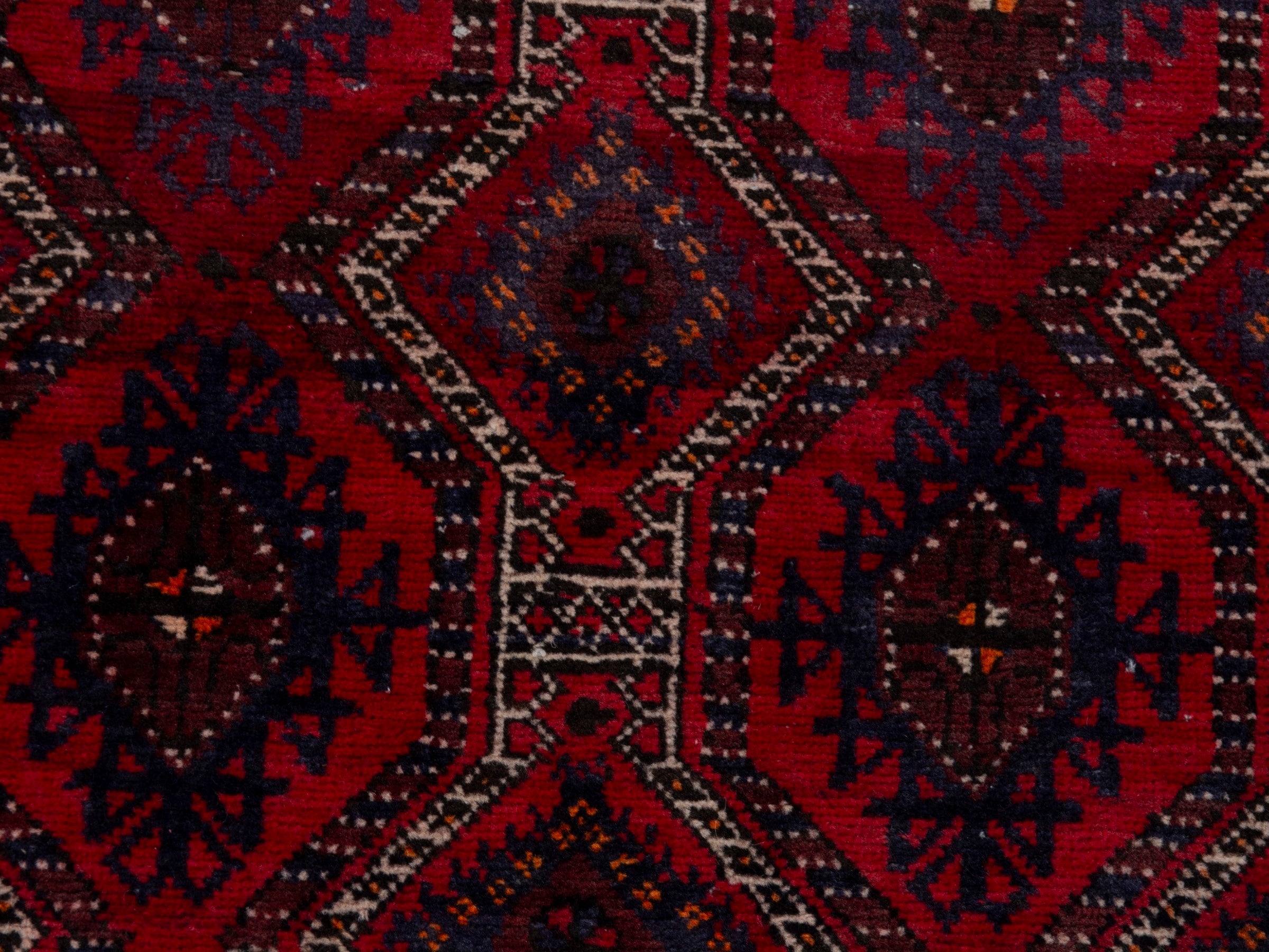 Persian Baluch accent rug in burgundy and deep red, view 12 of 19