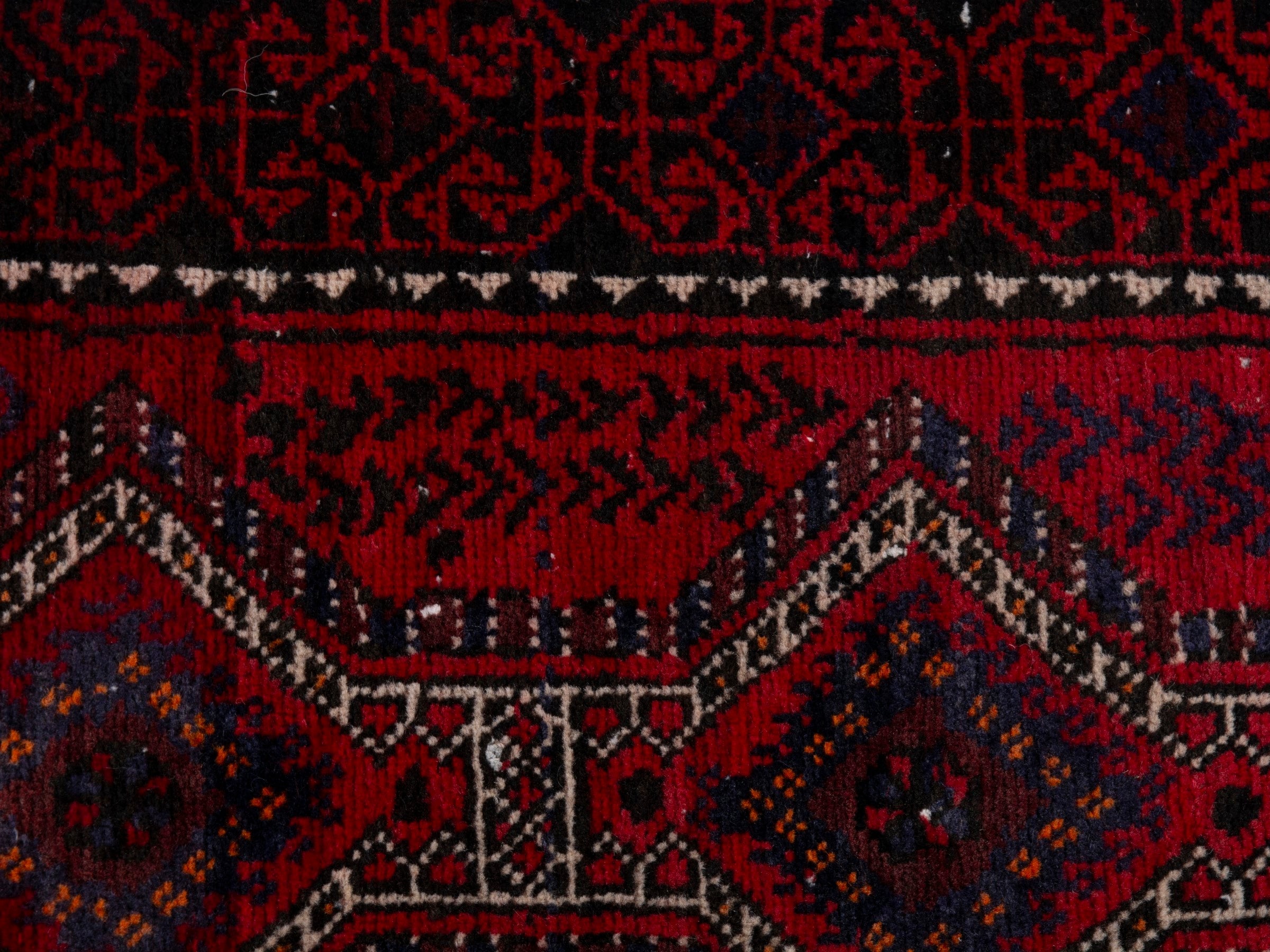 Persian Baluch accent rug in burgundy and deep red, view 13 of 19