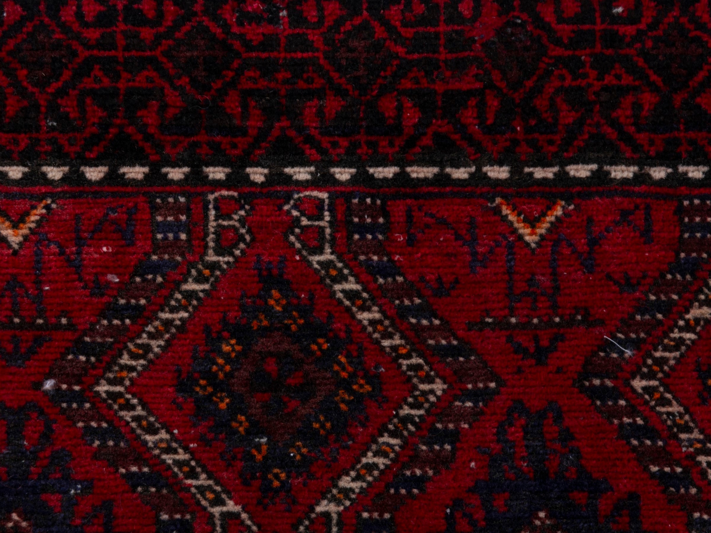 Persian Baluch accent rug in burgundy and deep red, view 14 of 19