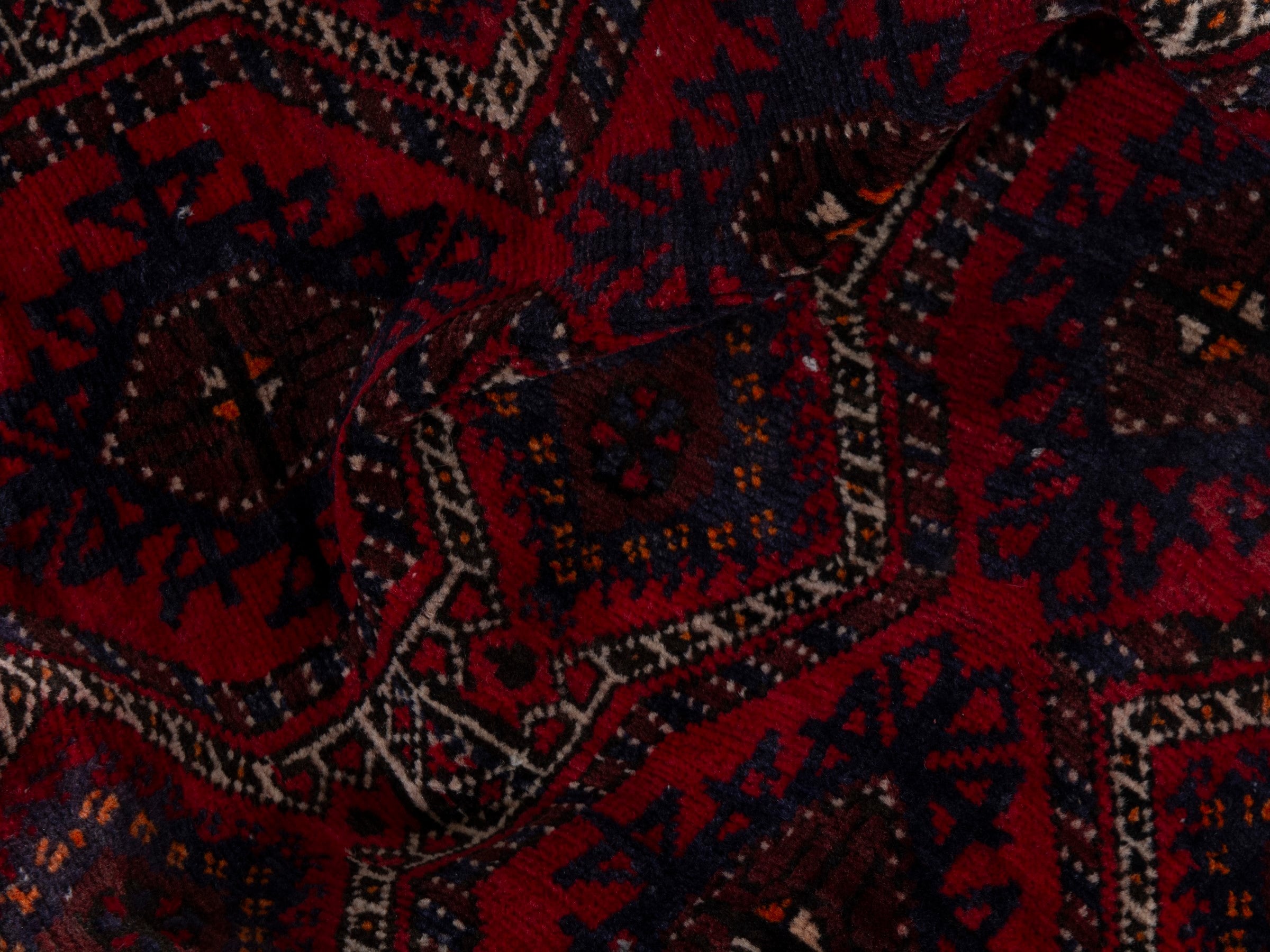 Persian Baluch accent rug in burgundy and deep red, view 16 of 19