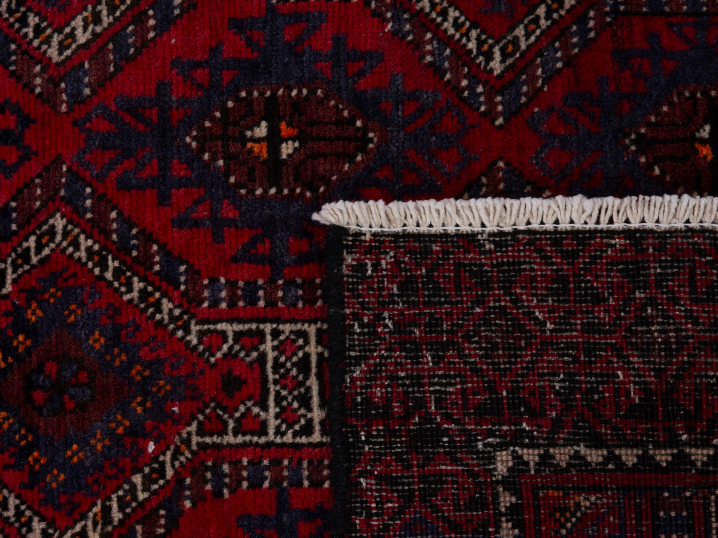 Persian Baluch accent rug in burgundy and deep red, view 19 of 19