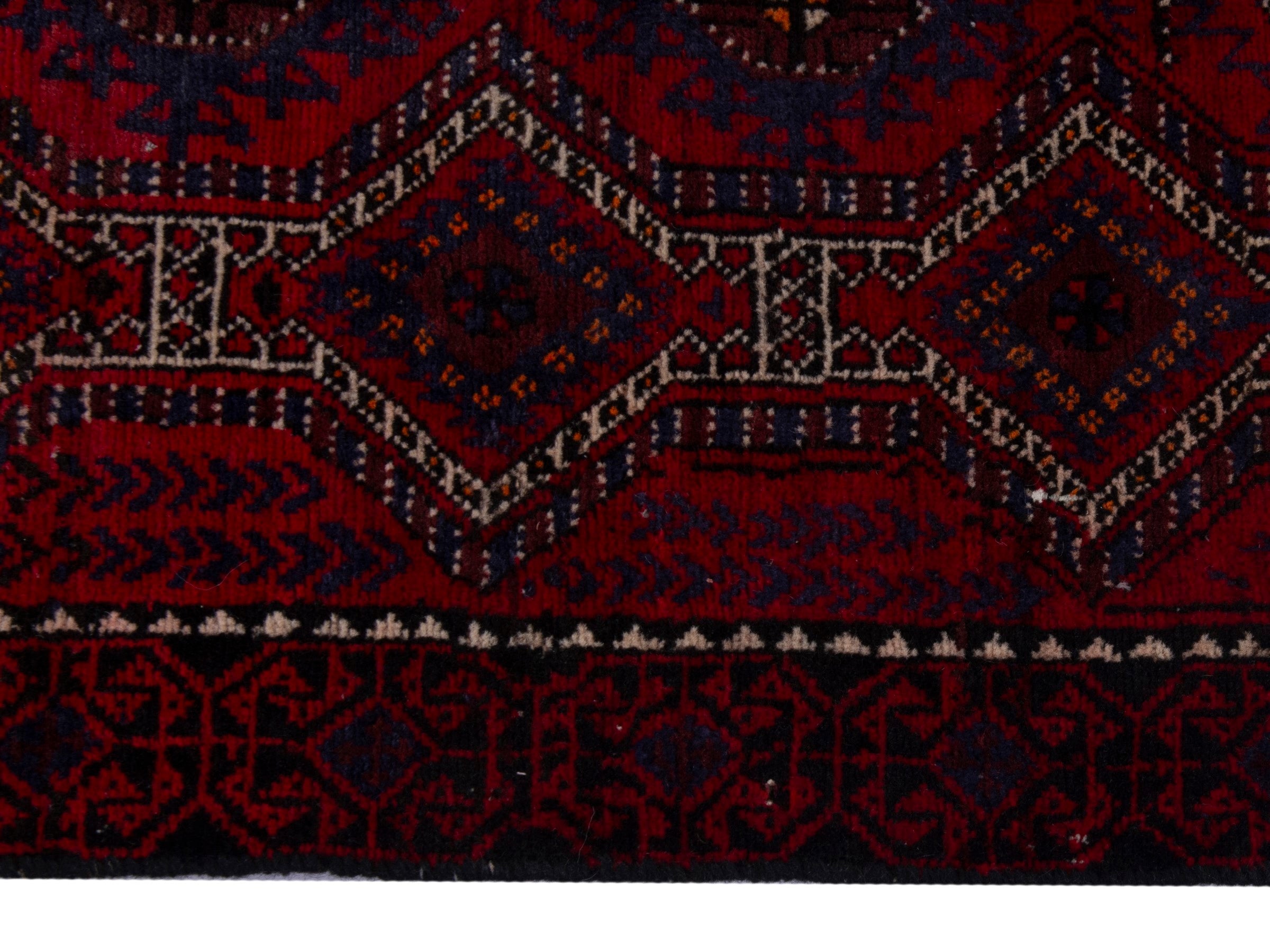 Persian Baluch accent rug in burgundy and deep red, view 10 of 19