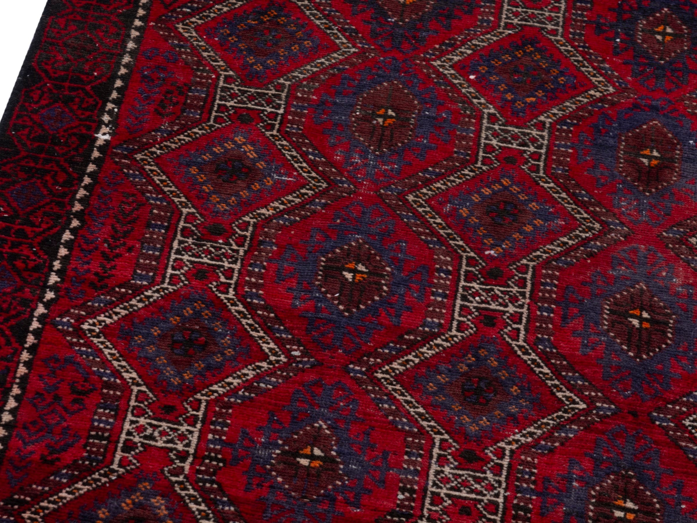 Persian Baluch accent rug in burgundy and deep red, view 9 of 19